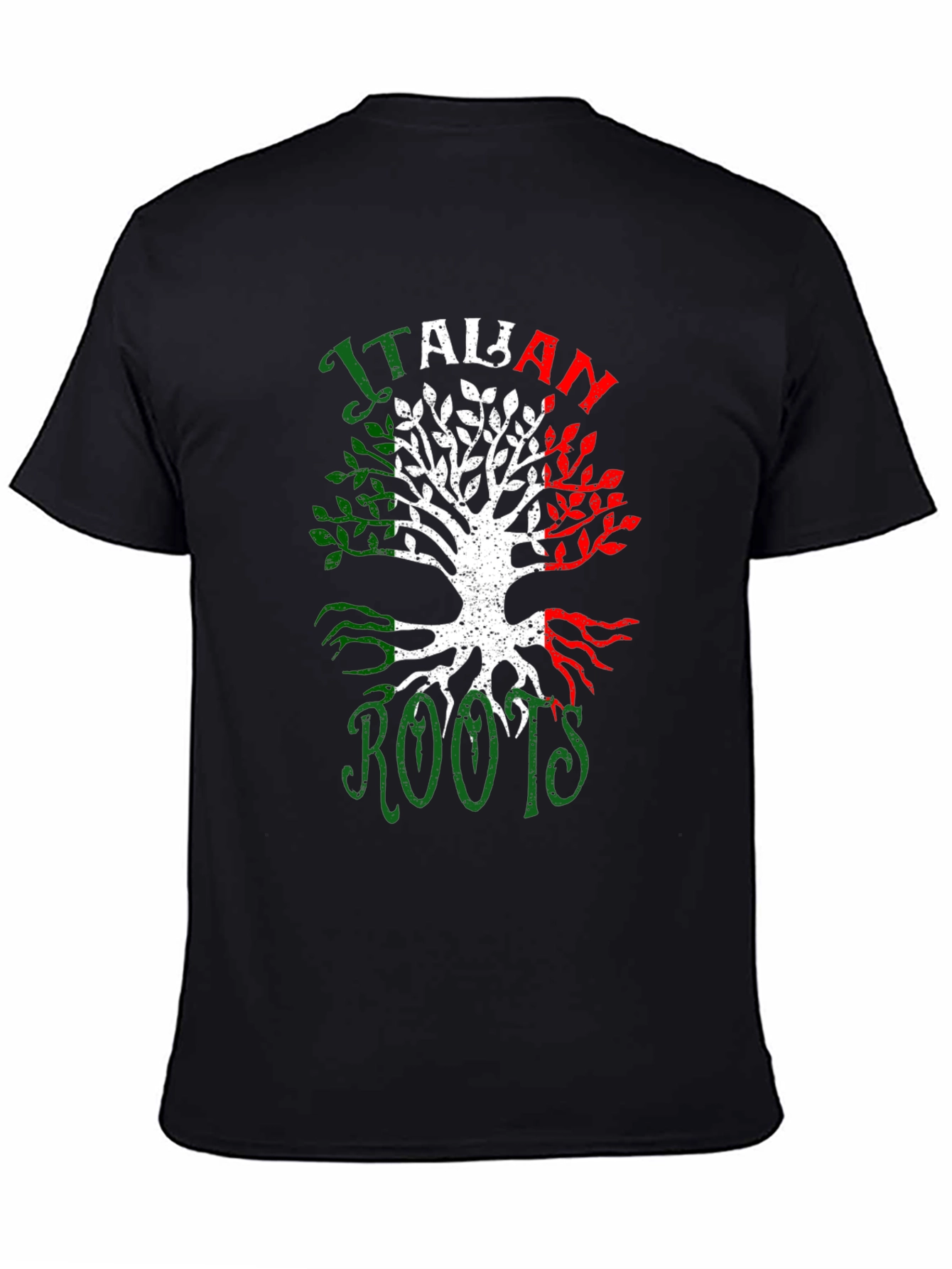 Italian Roots Graphic Tee - Black Crew Neck T-Shirt