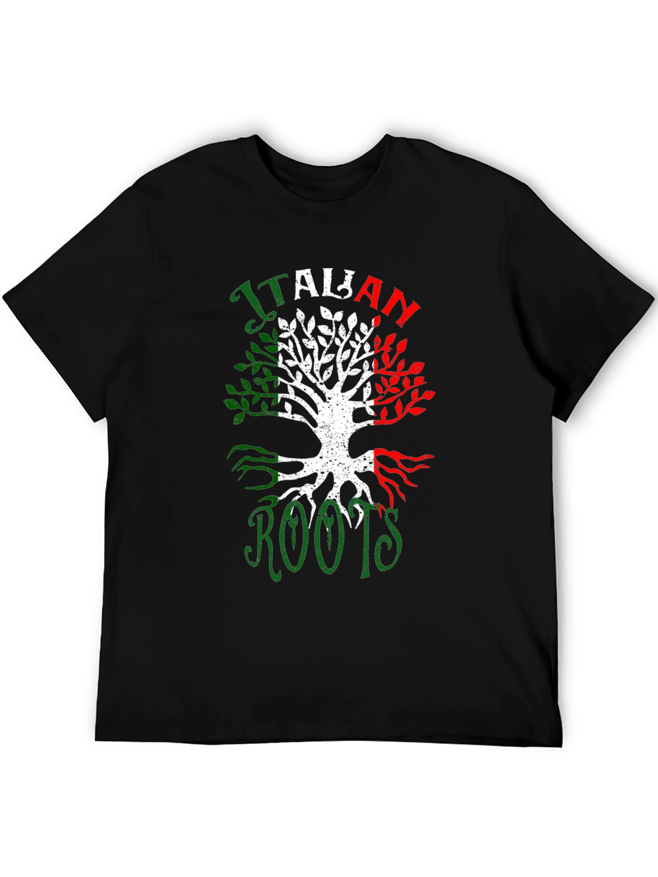 Italian Roots Graphic Tee - Black Crew Neck T-Shirt