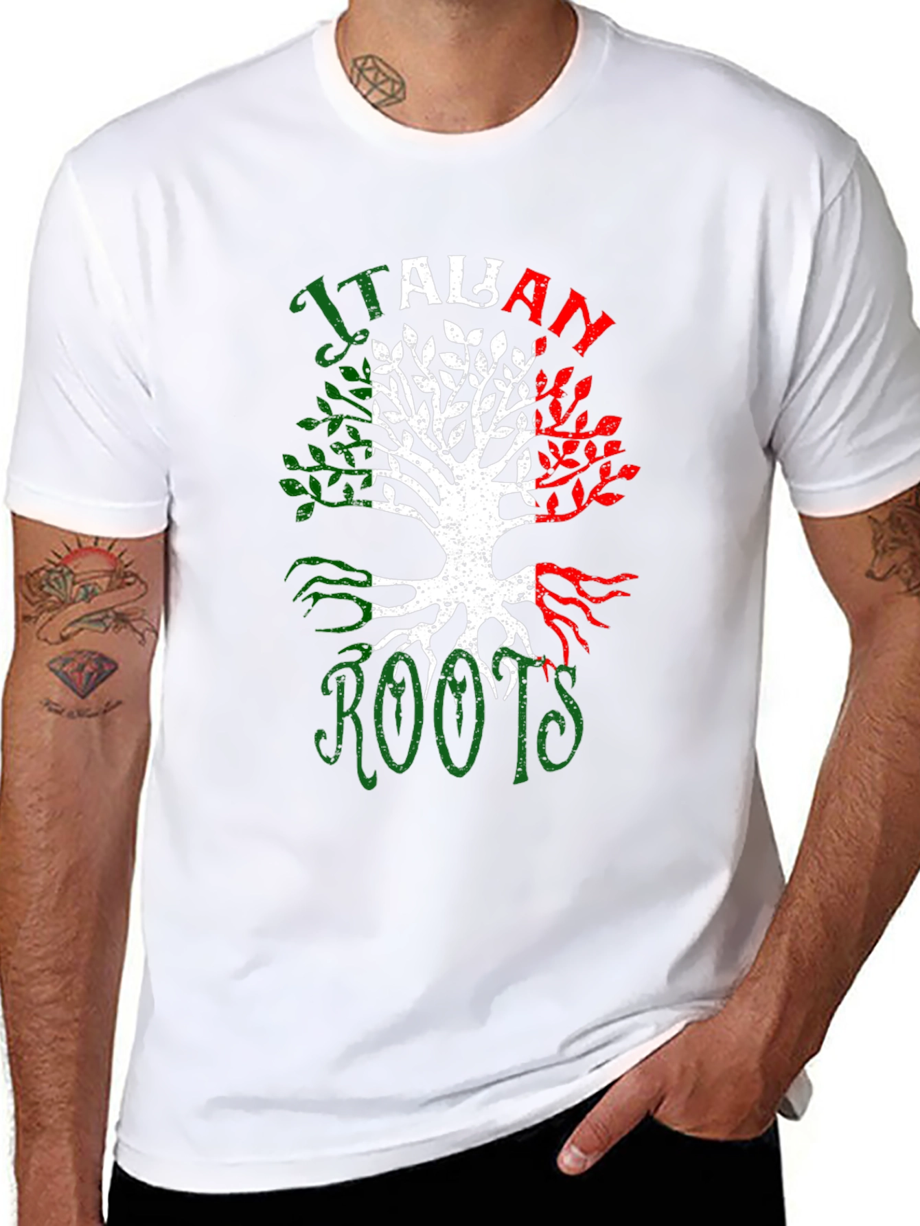 Italian Roots Graphic Tee - Black Crew Neck T-Shirt