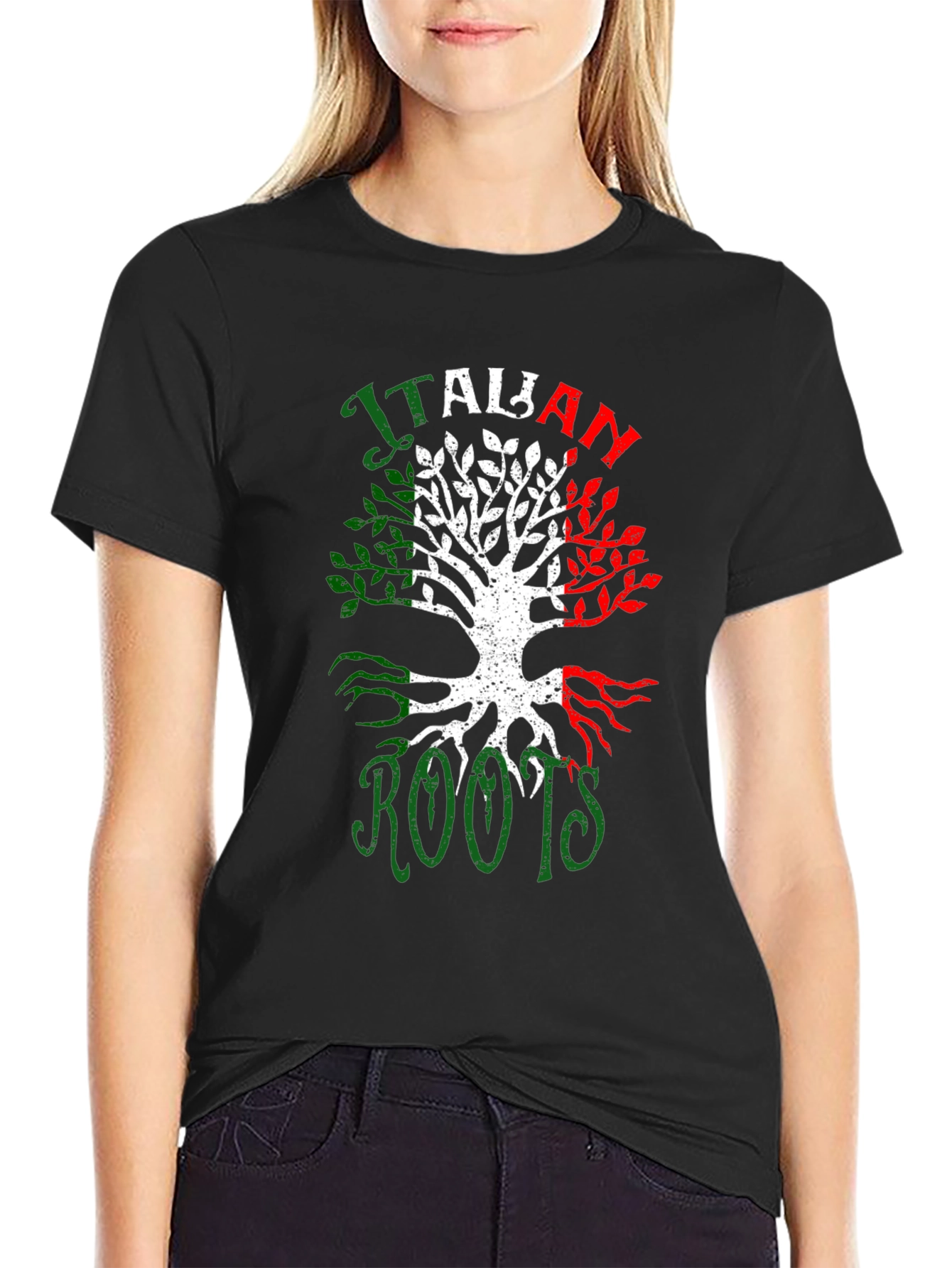 Italian Roots Graphic Tee - Black Crew Neck T-Shirt