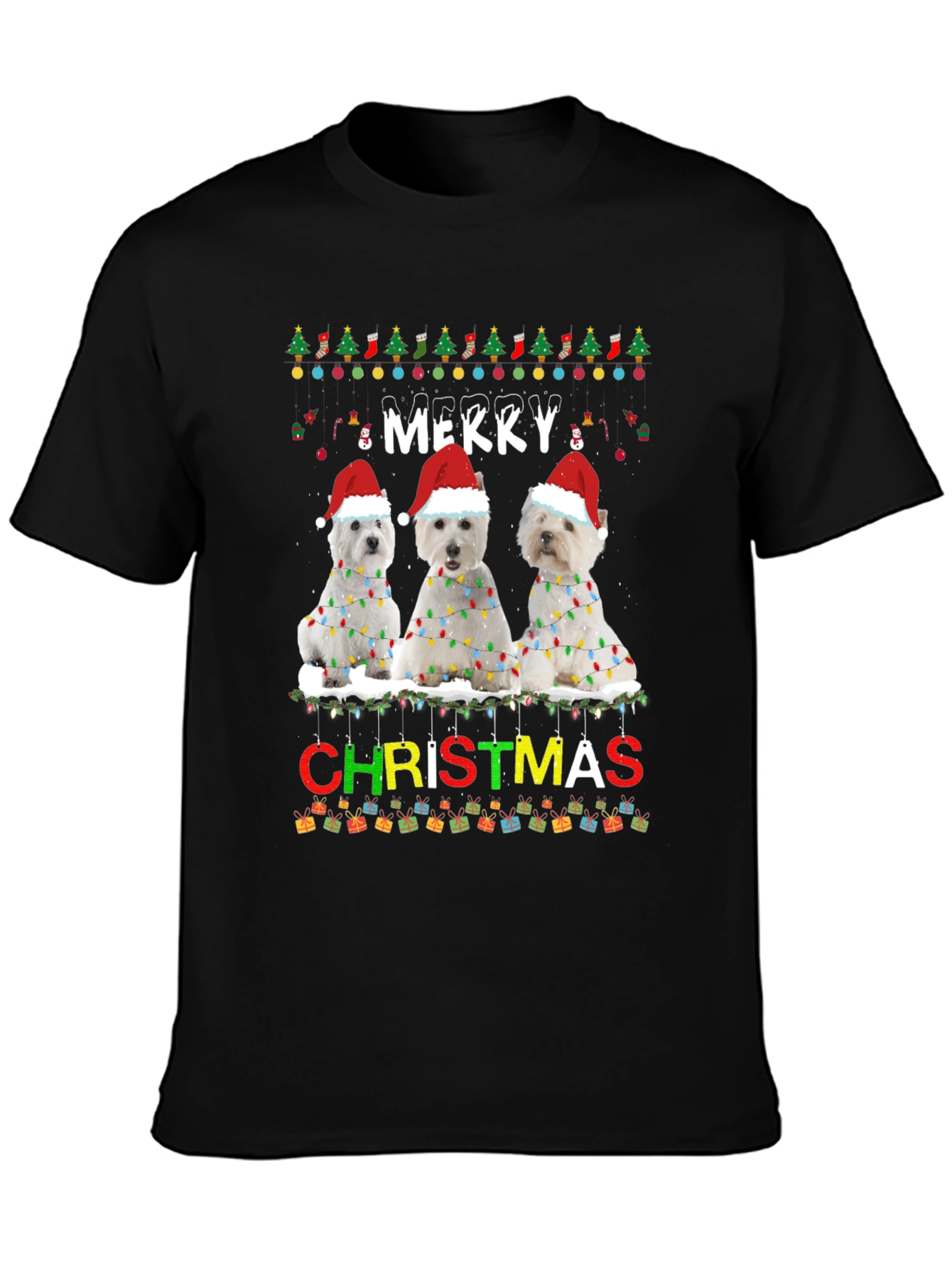 Merry Christmas Westie Dog T-Shirt Holiday Tee