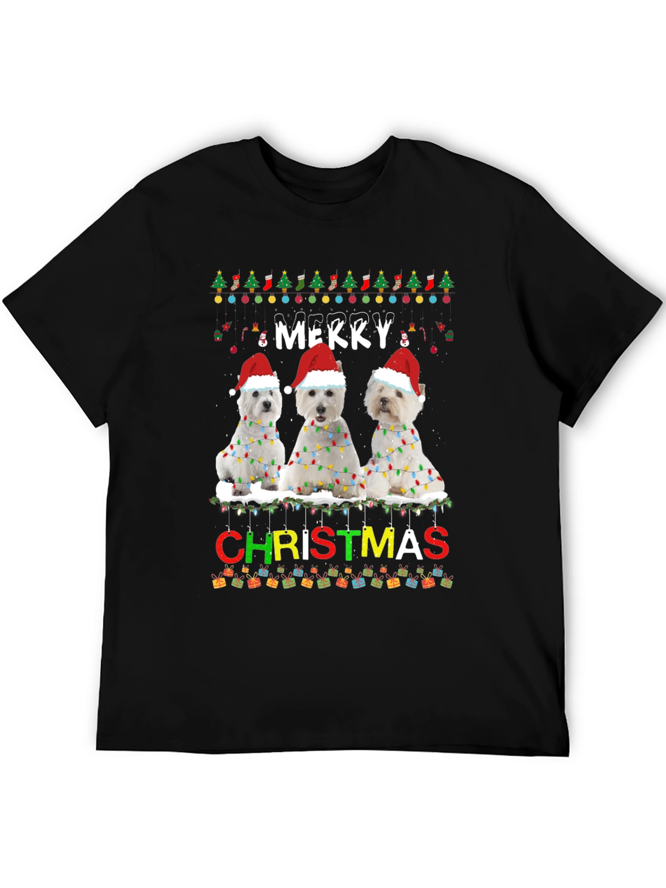 Merry Christmas Westie Dog T-Shirt Holiday Tee