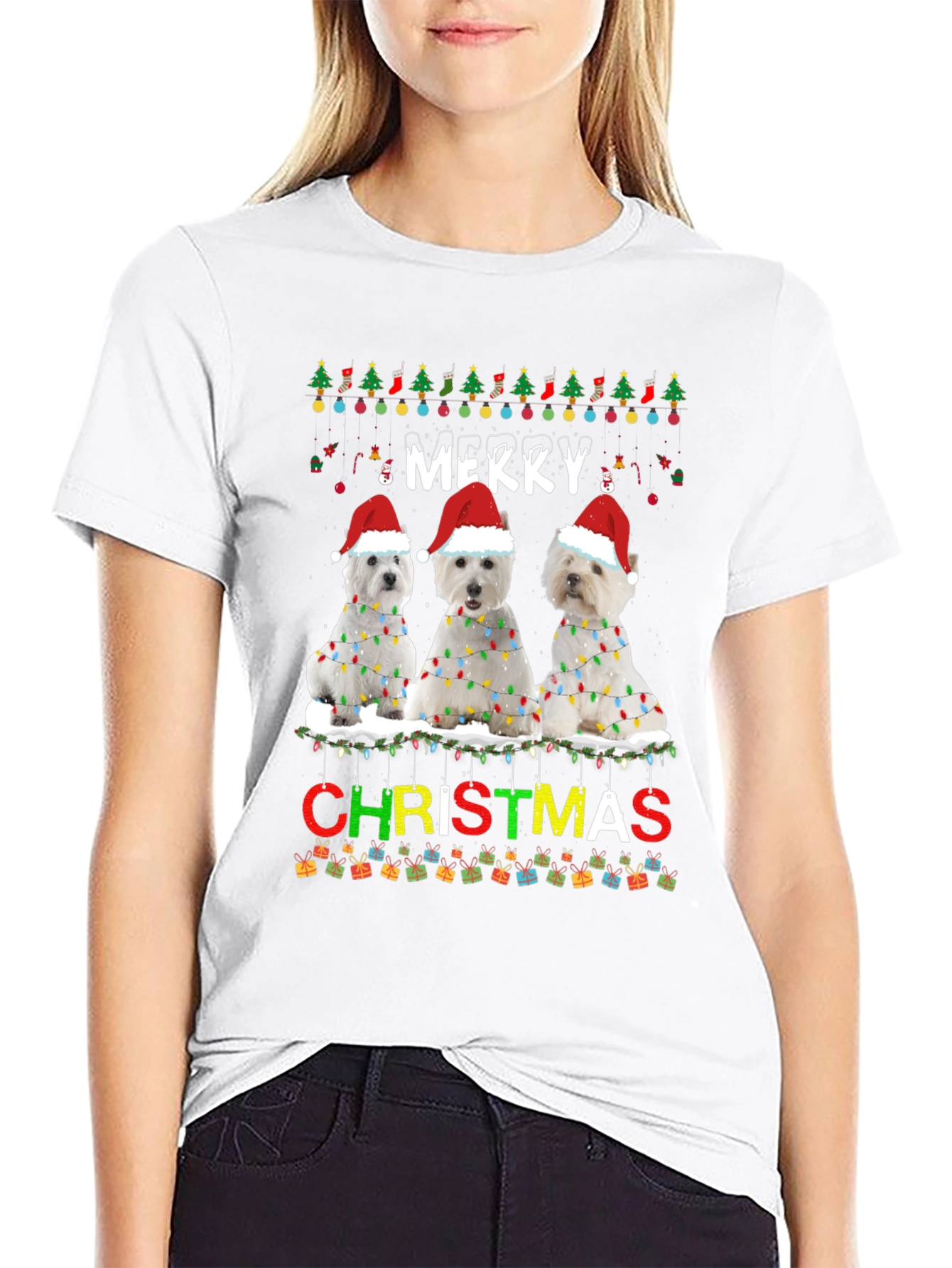 Merry Christmas Westie Dog T-Shirt Holiday Tee
