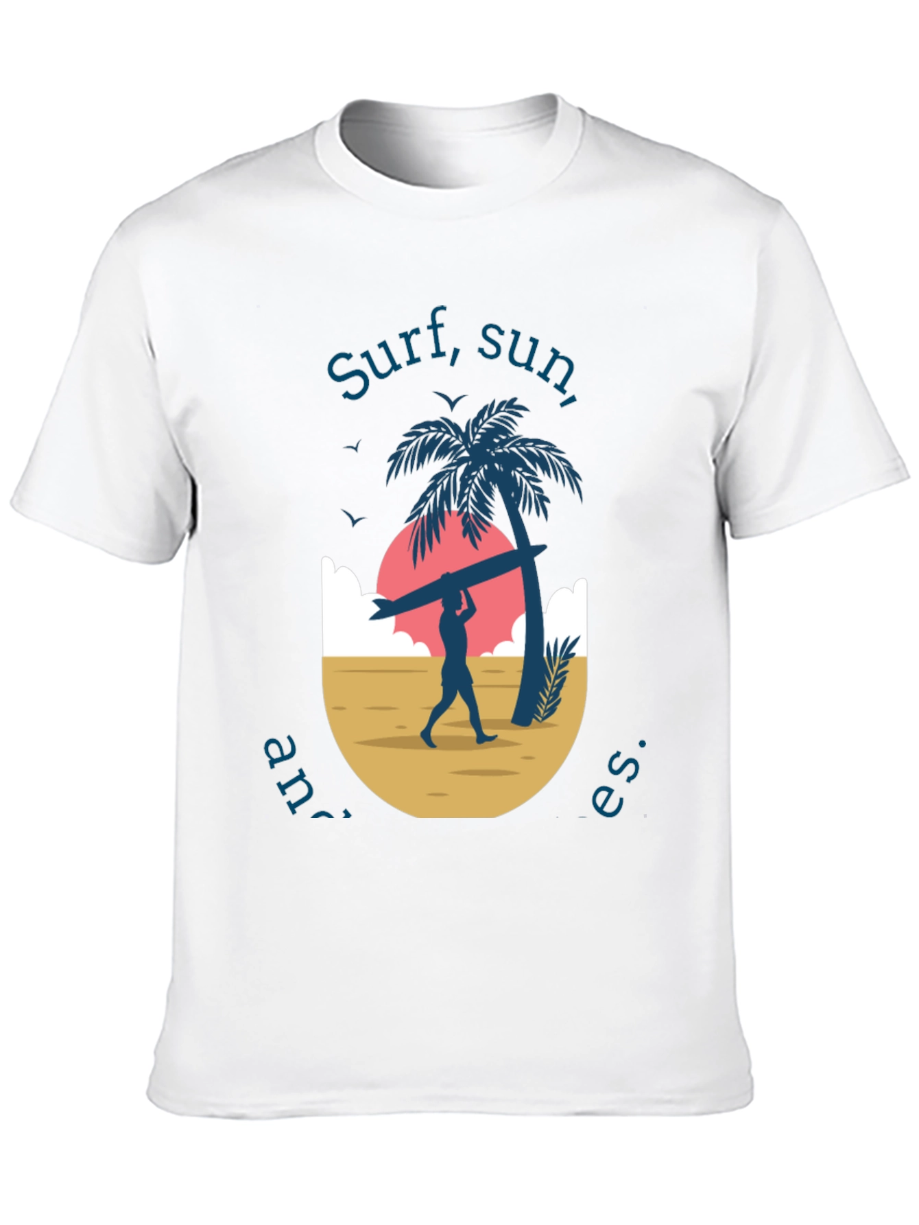 Surf Sun and Waves Black Graphic Tee