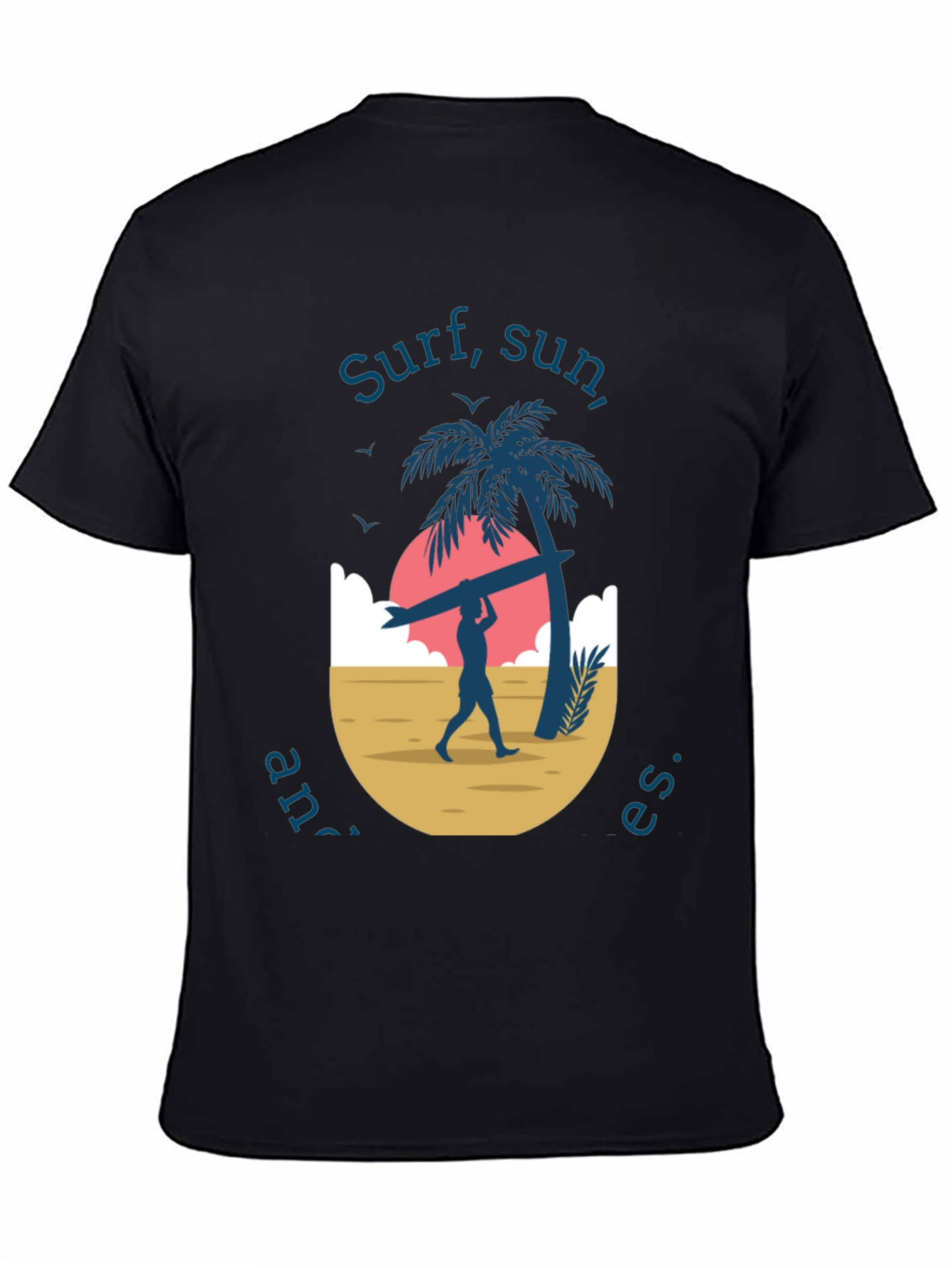 Surf Sun and Waves Black Graphic Tee