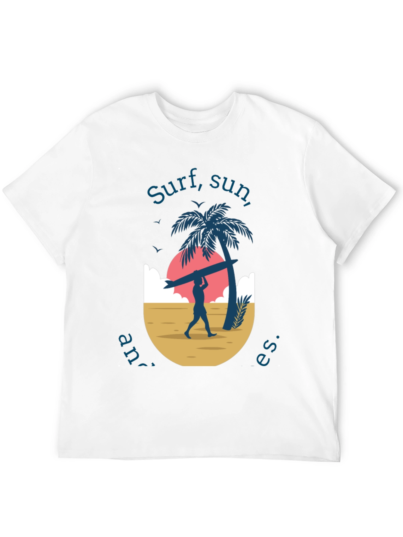 Surf Sun and Waves Black Graphic Tee