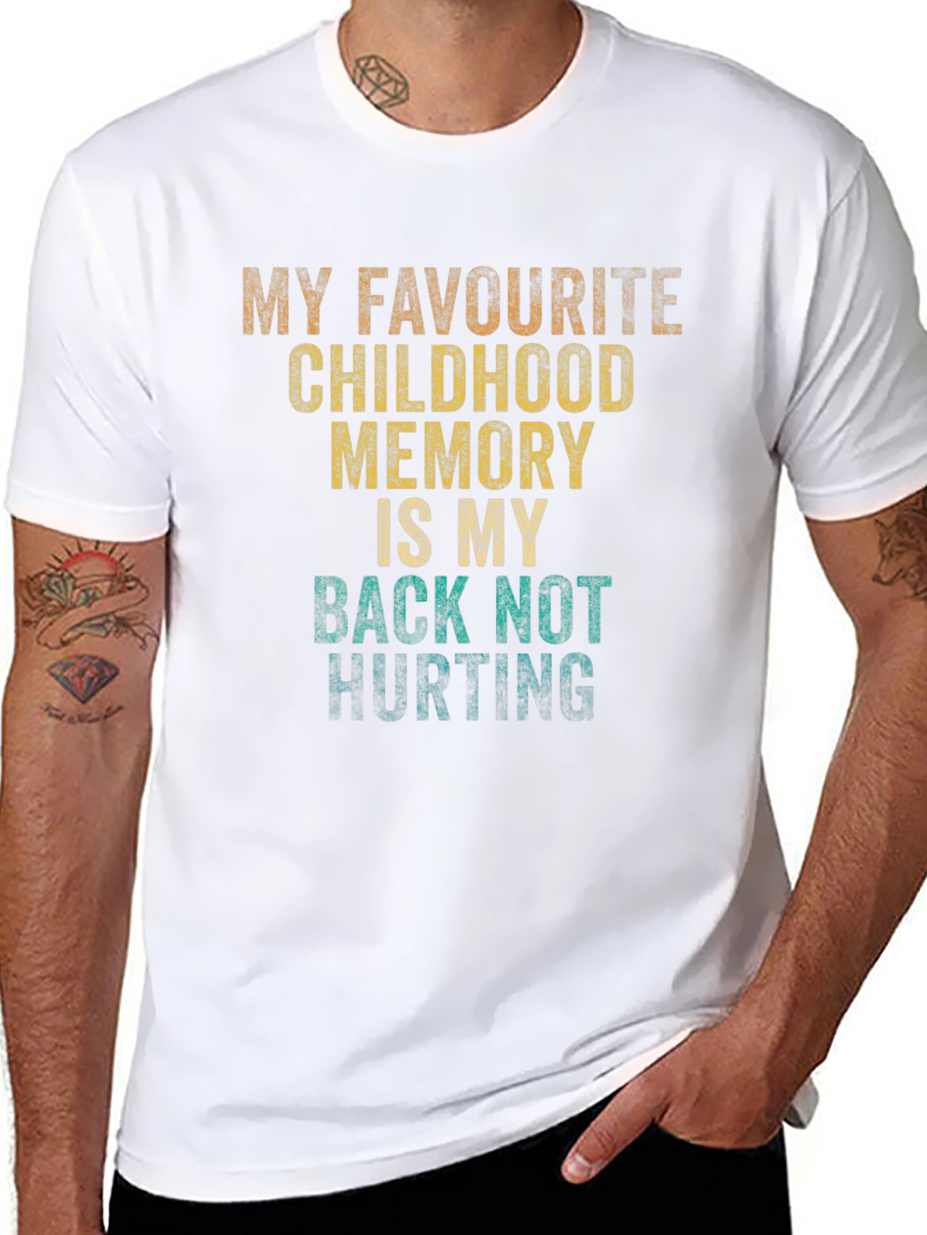 Funny Retro Childhood Back Pain T-Shirt