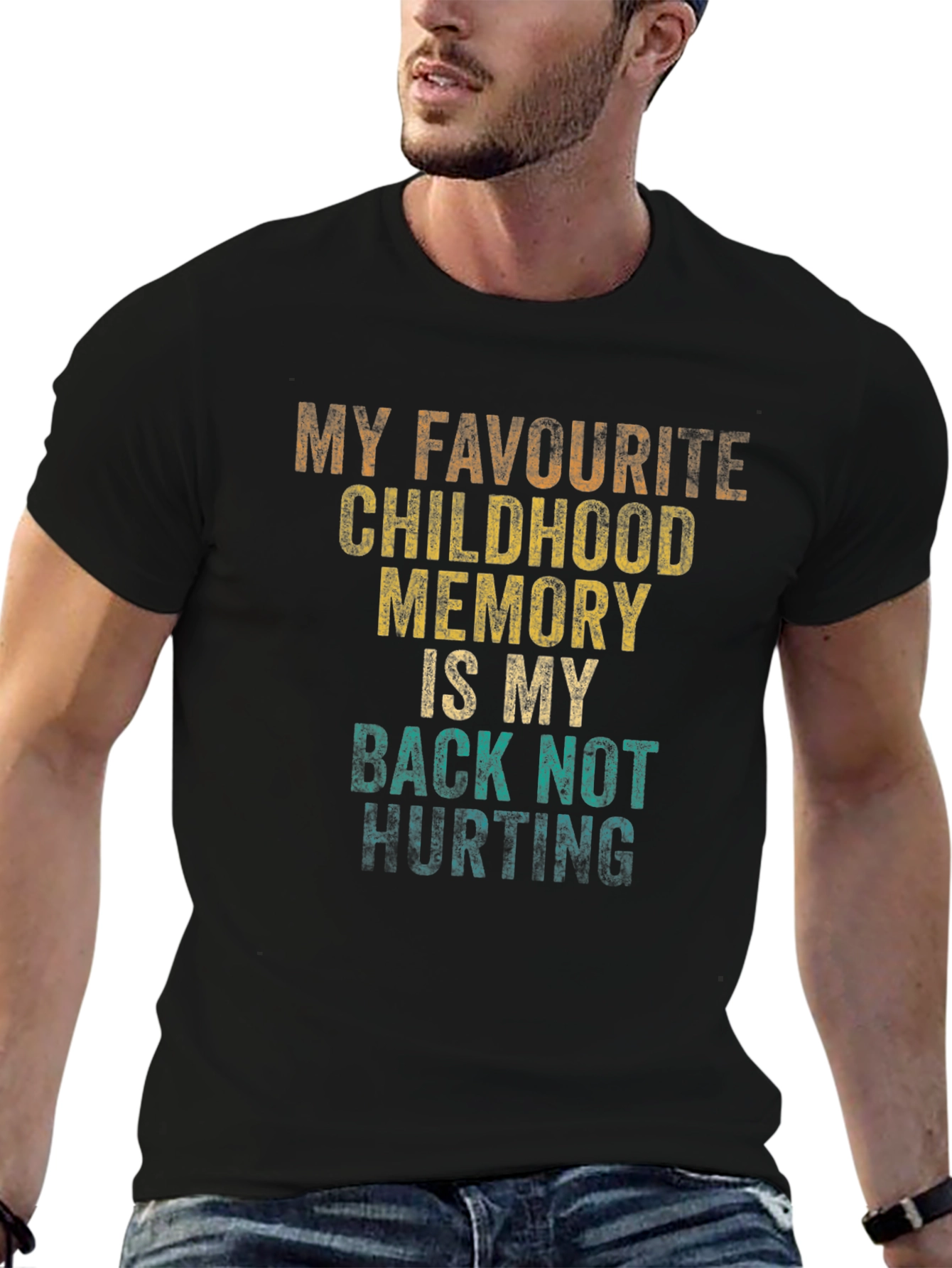 Funny Retro Childhood Back Pain T-Shirt