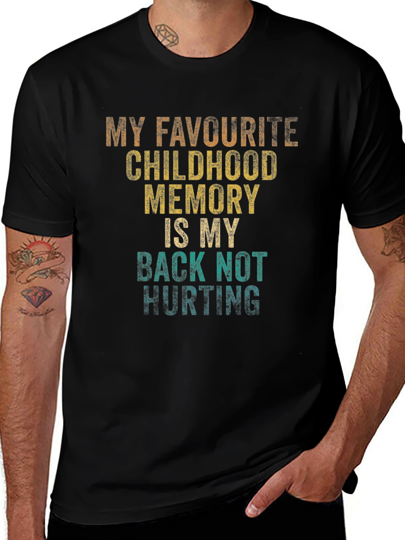 Funny Retro Childhood Back Pain T-Shirt