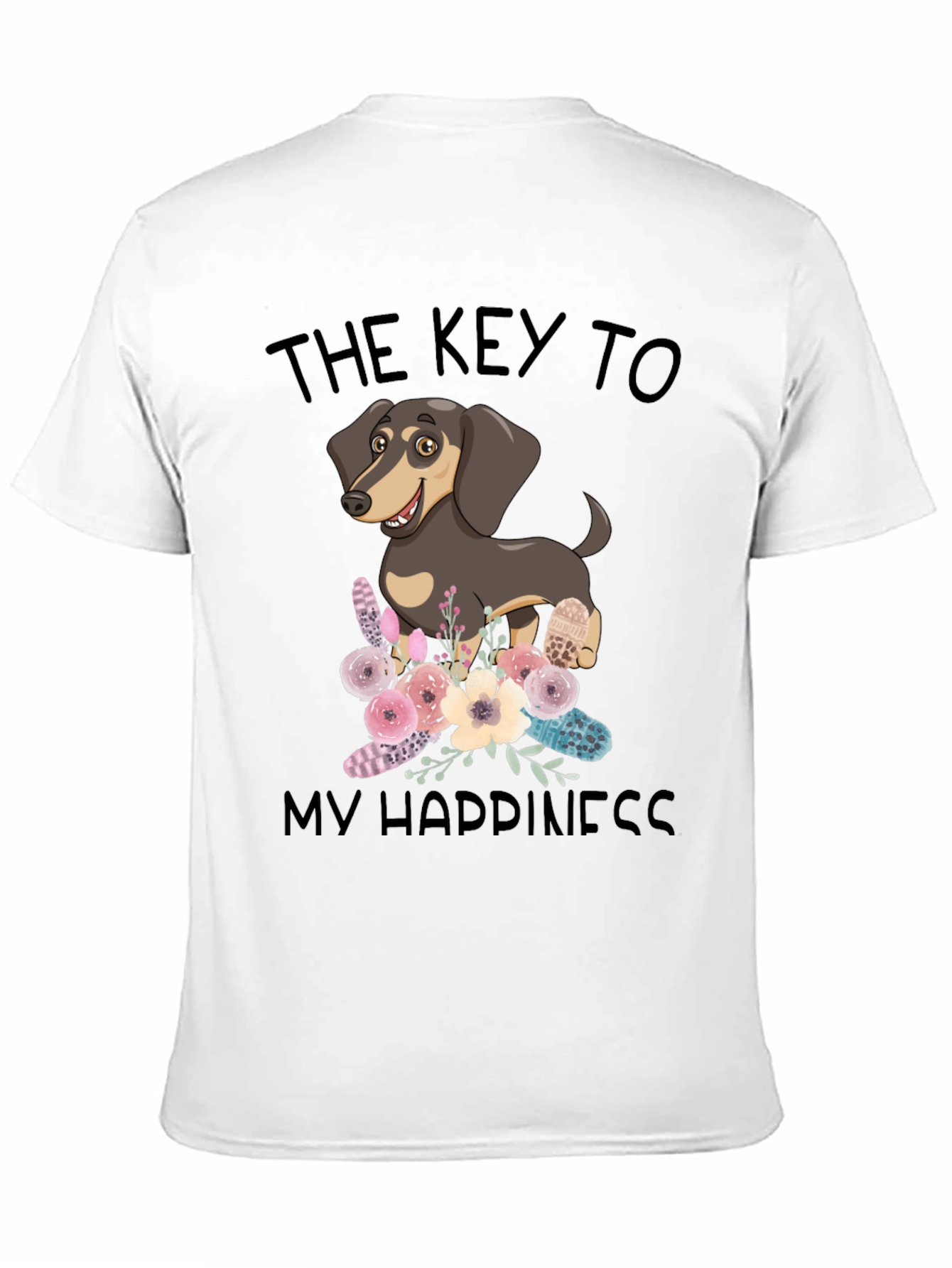 Dog Lover Tee: Key to Happiness Black T-Shirt