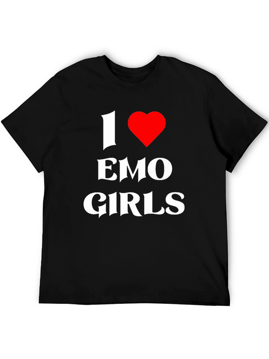 I Heart Emo Girls Graphic Tee - Black Cotton T-Shirt