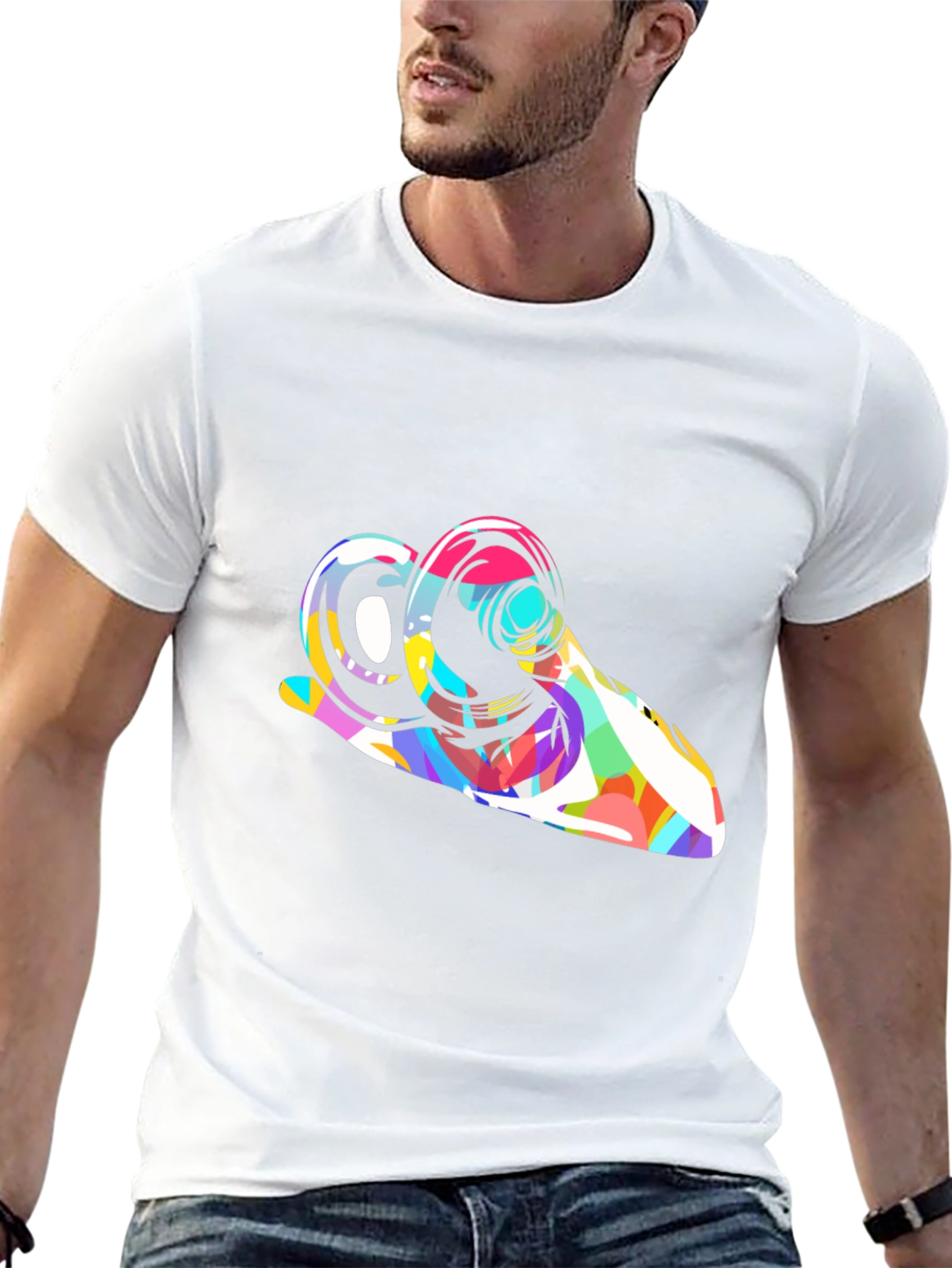 Abstract Ram Graphic Tee - Modern Art Shirt