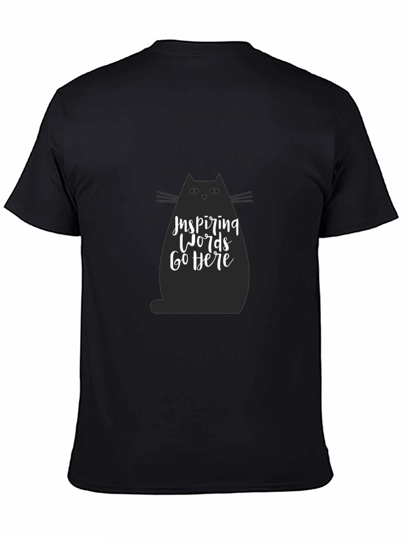 Inspiring Words Cat Graphic Tee - Black