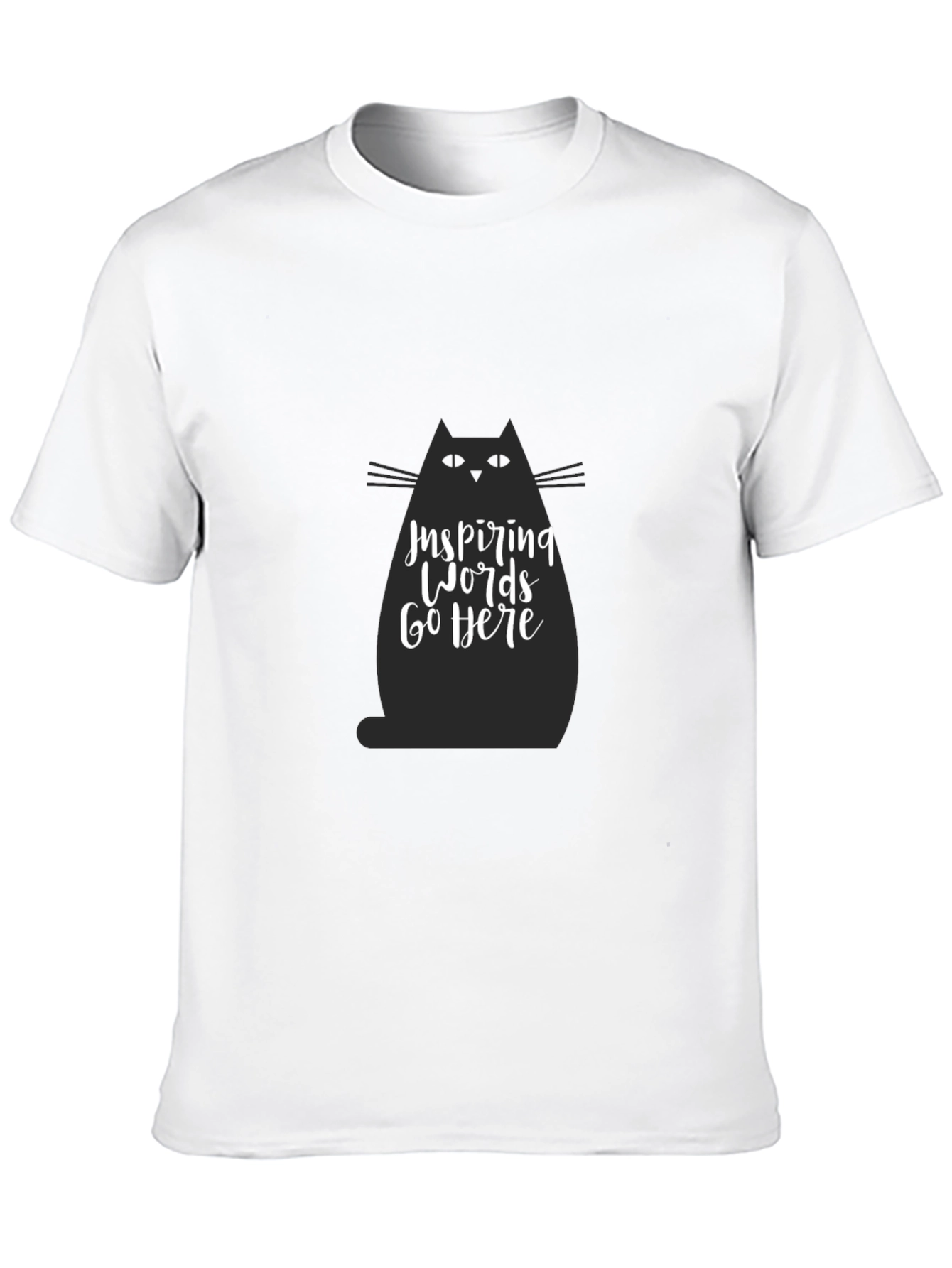 Inspiring Words Cat Graphic Tee - Black