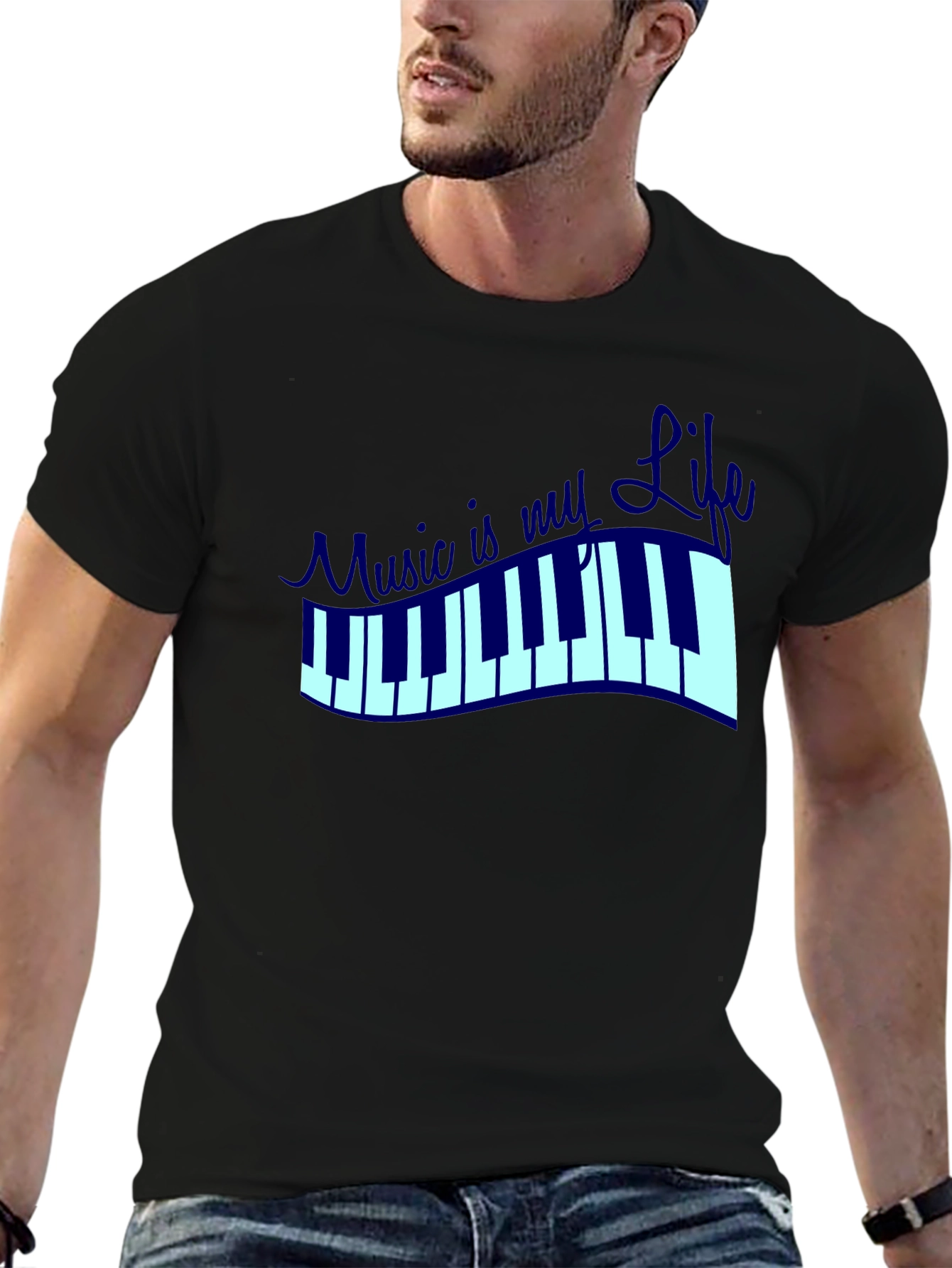 Music is My Life Graphic T-Shirt - Black