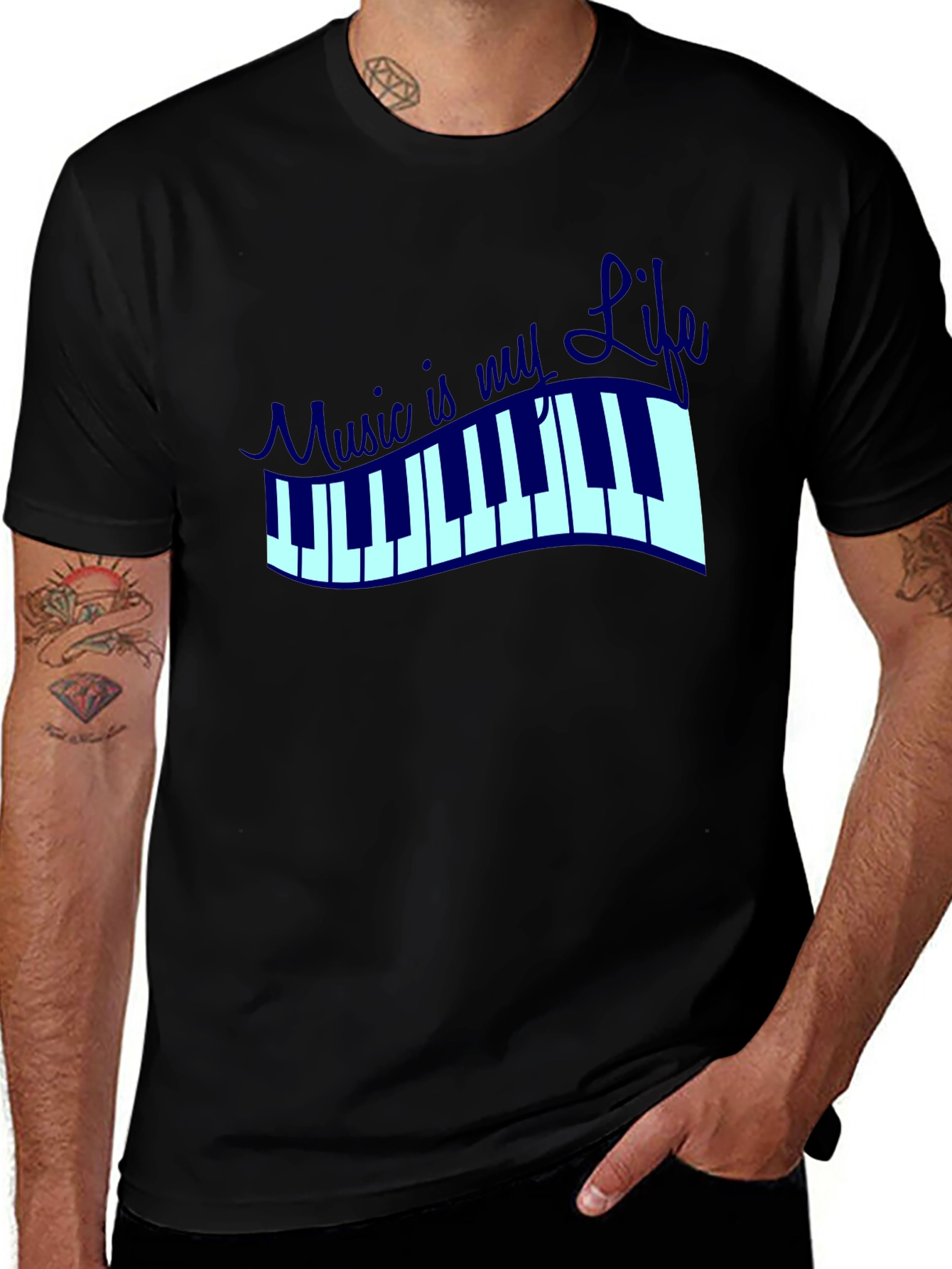 Music is My Life Graphic T-Shirt - Black