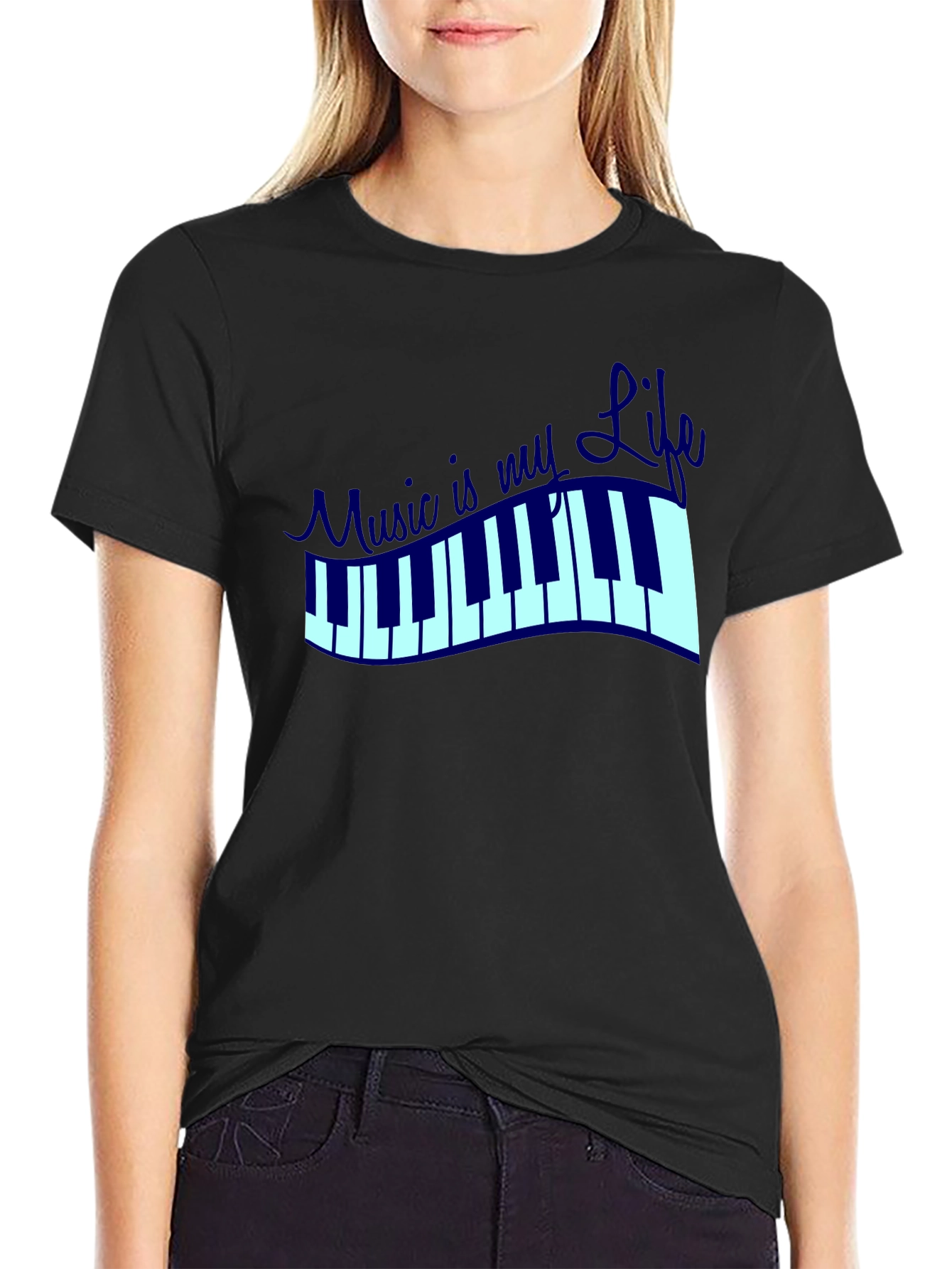 Music is My Life Graphic T-Shirt - Black