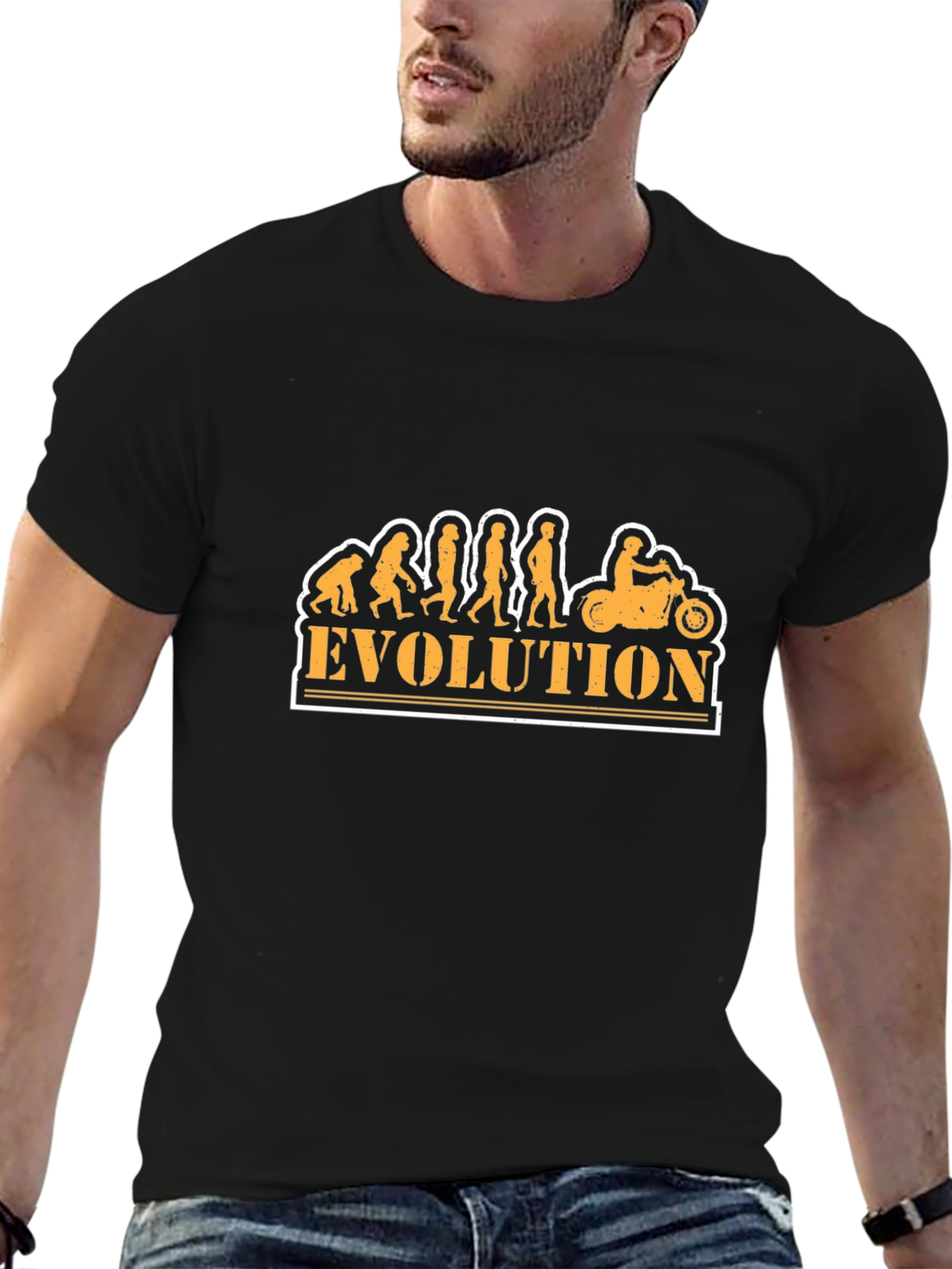 Evolution Motorcycle T-Shirt - Black Graphic Tee