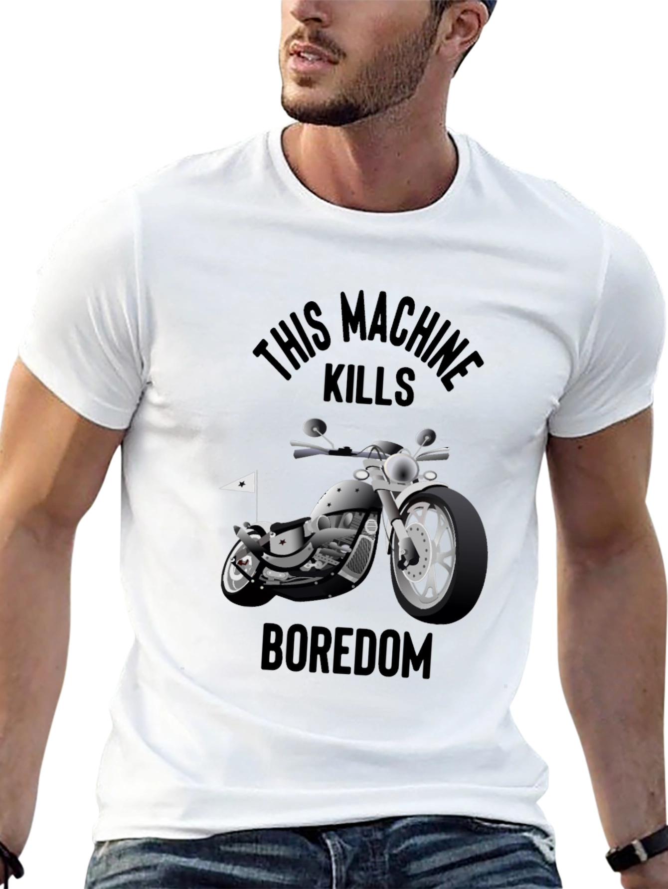 Motorcycle Kills Boredom Graphic T-Shirt