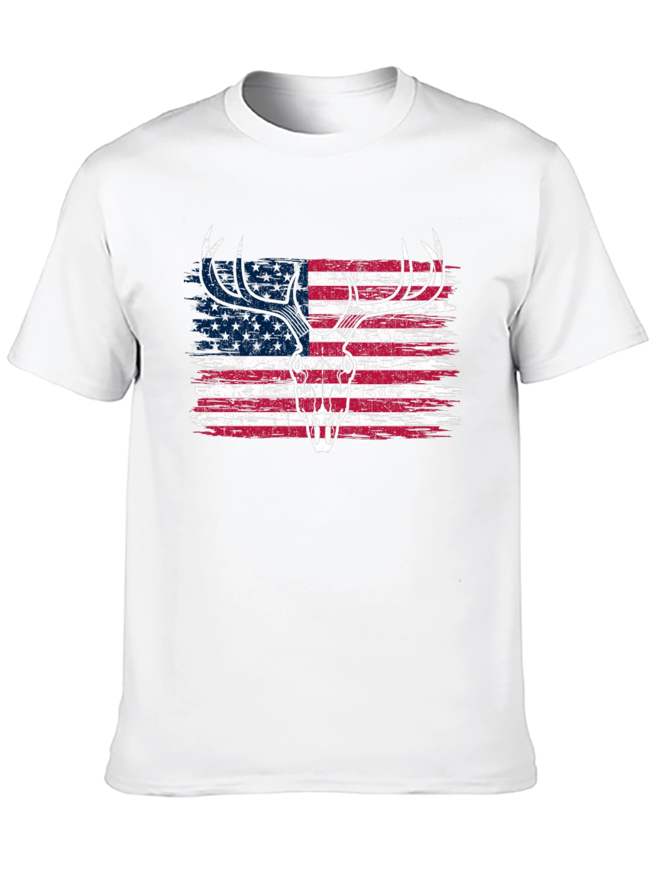 American Flag Deer Skull Graphic Tee