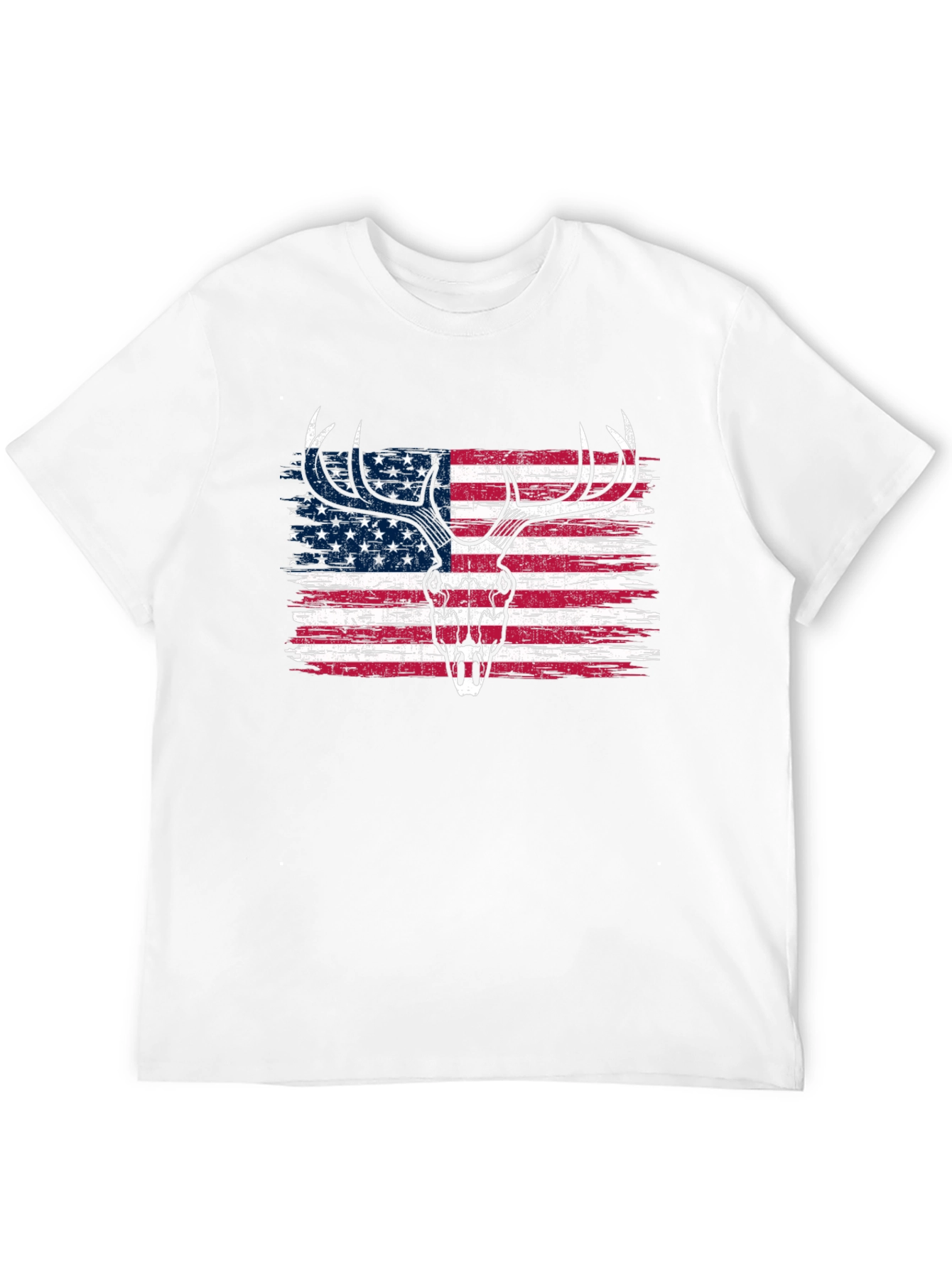 American Flag Deer Skull Graphic Tee