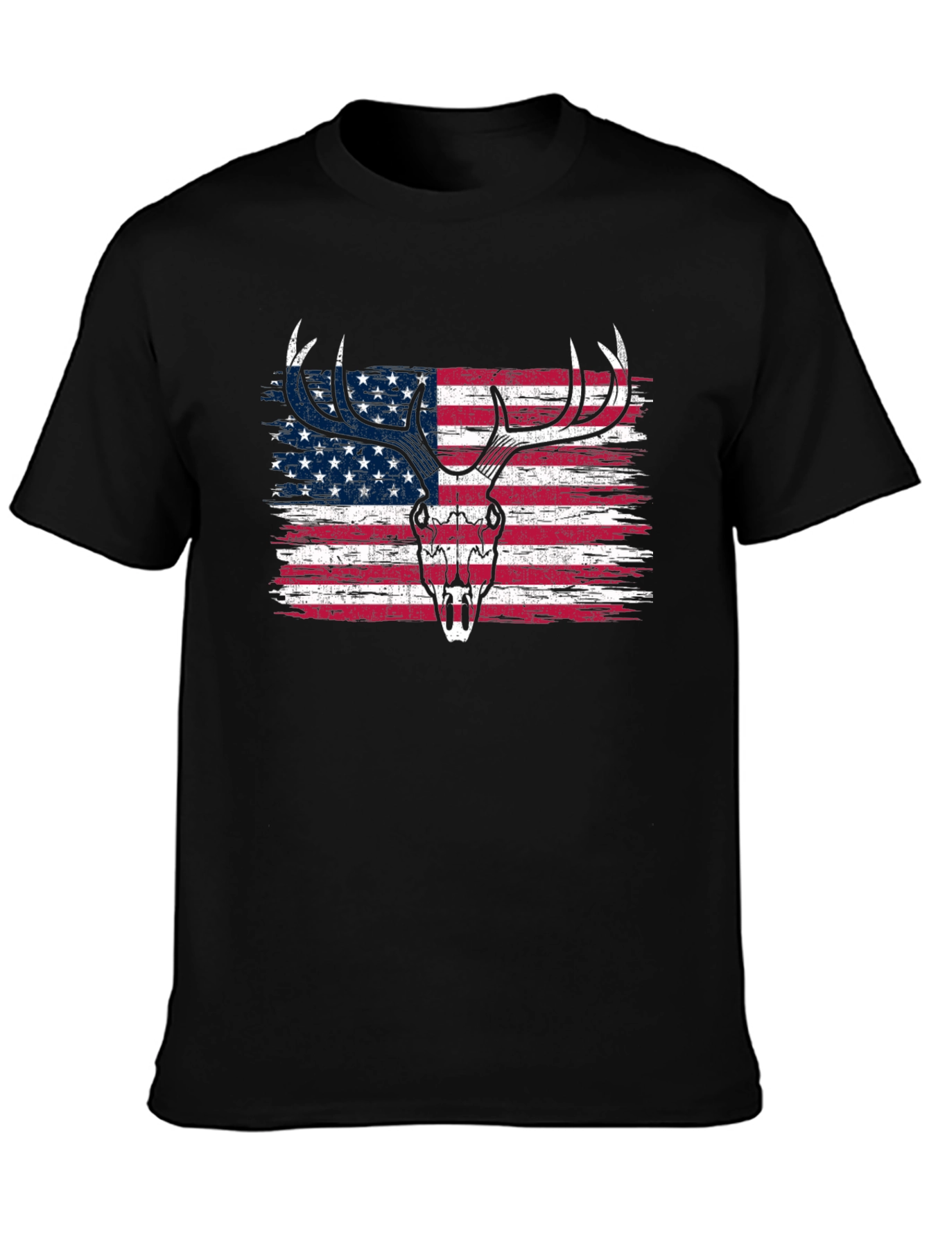 American Flag Deer Skull Graphic Tee