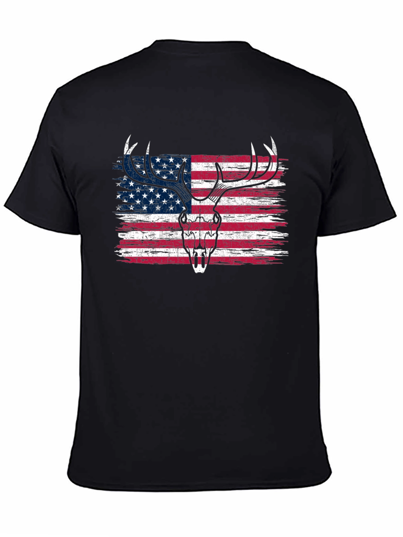 American Flag Deer Skull Graphic Tee