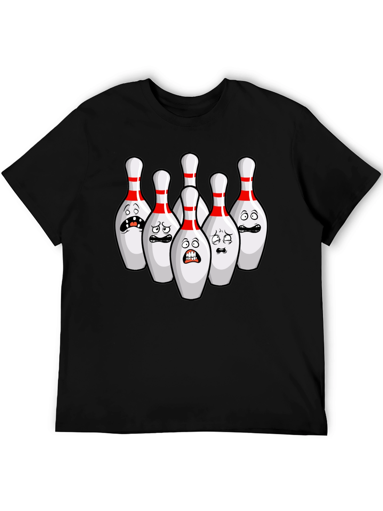 Bowling Pins Cartoon T-Shirt - Black