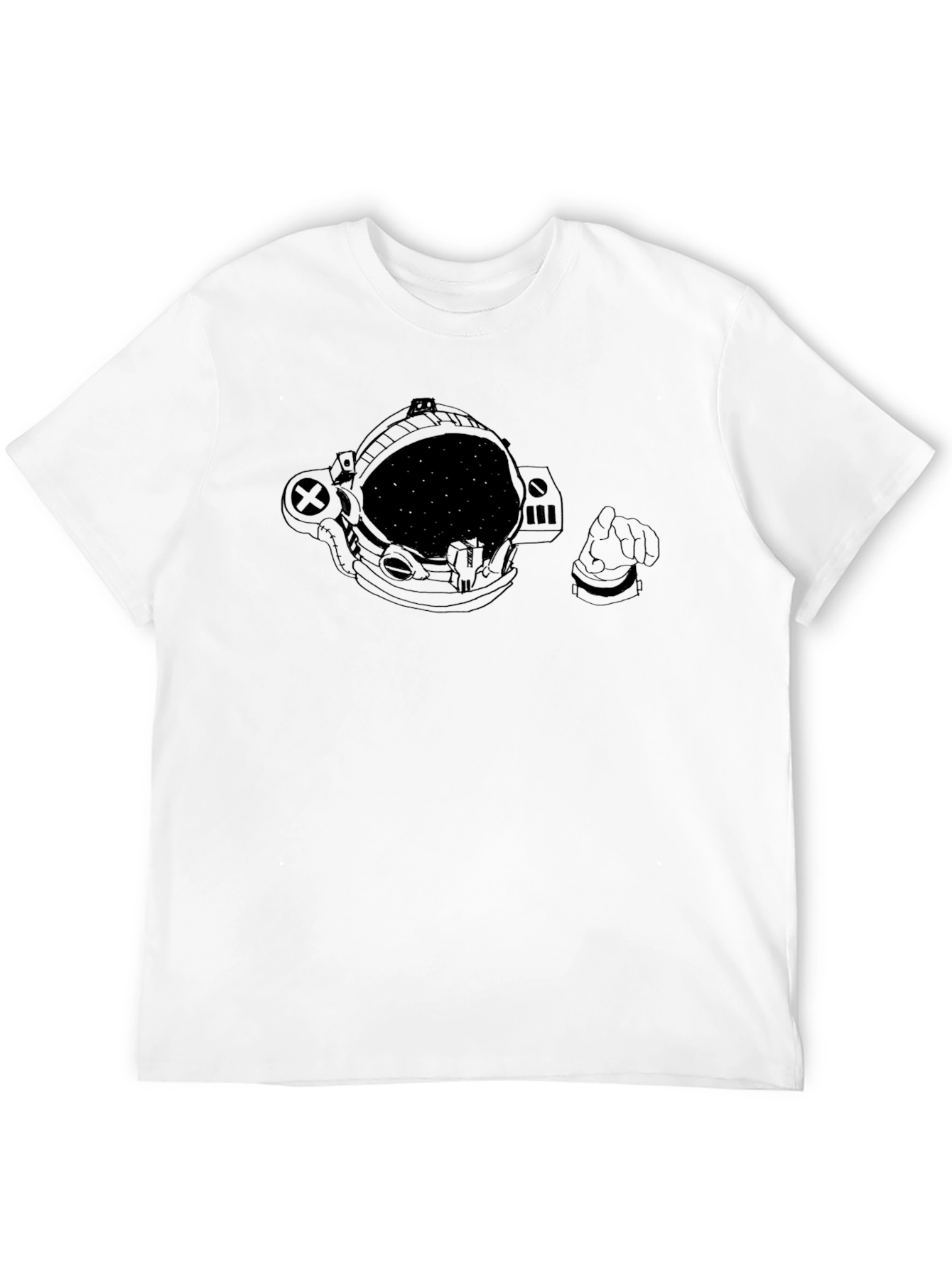 Cosmic Astronaut Helmet Graphic Tee - Black