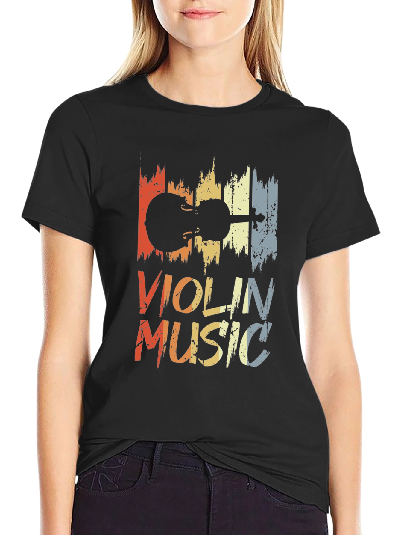 Violin Music Graphic Tee - Retro Style