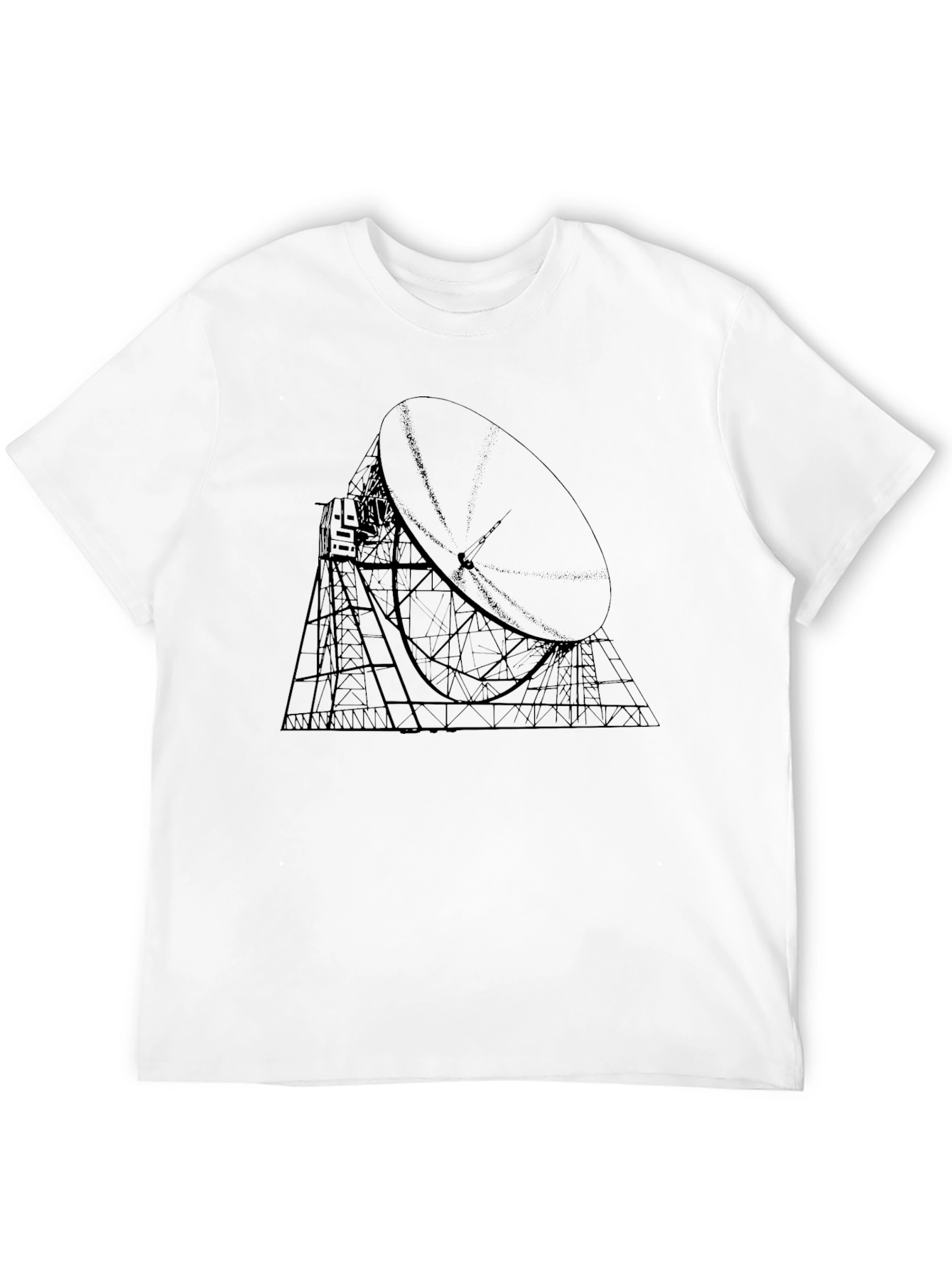 Black T-Shirt with Radio Telescope Graphic