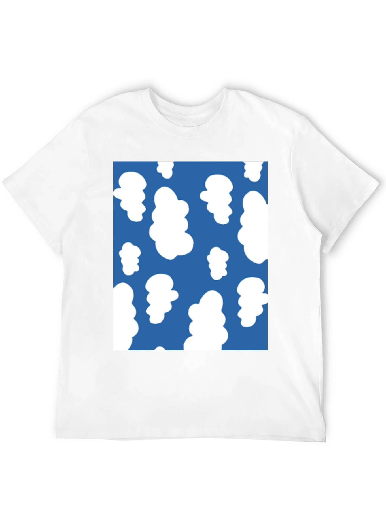 Fun Cloud Pattern Tee - Casual Black T-Shirt