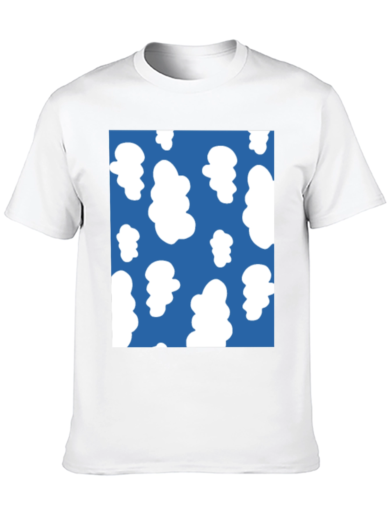 Fun Cloud Pattern Tee - Casual Black T-Shirt