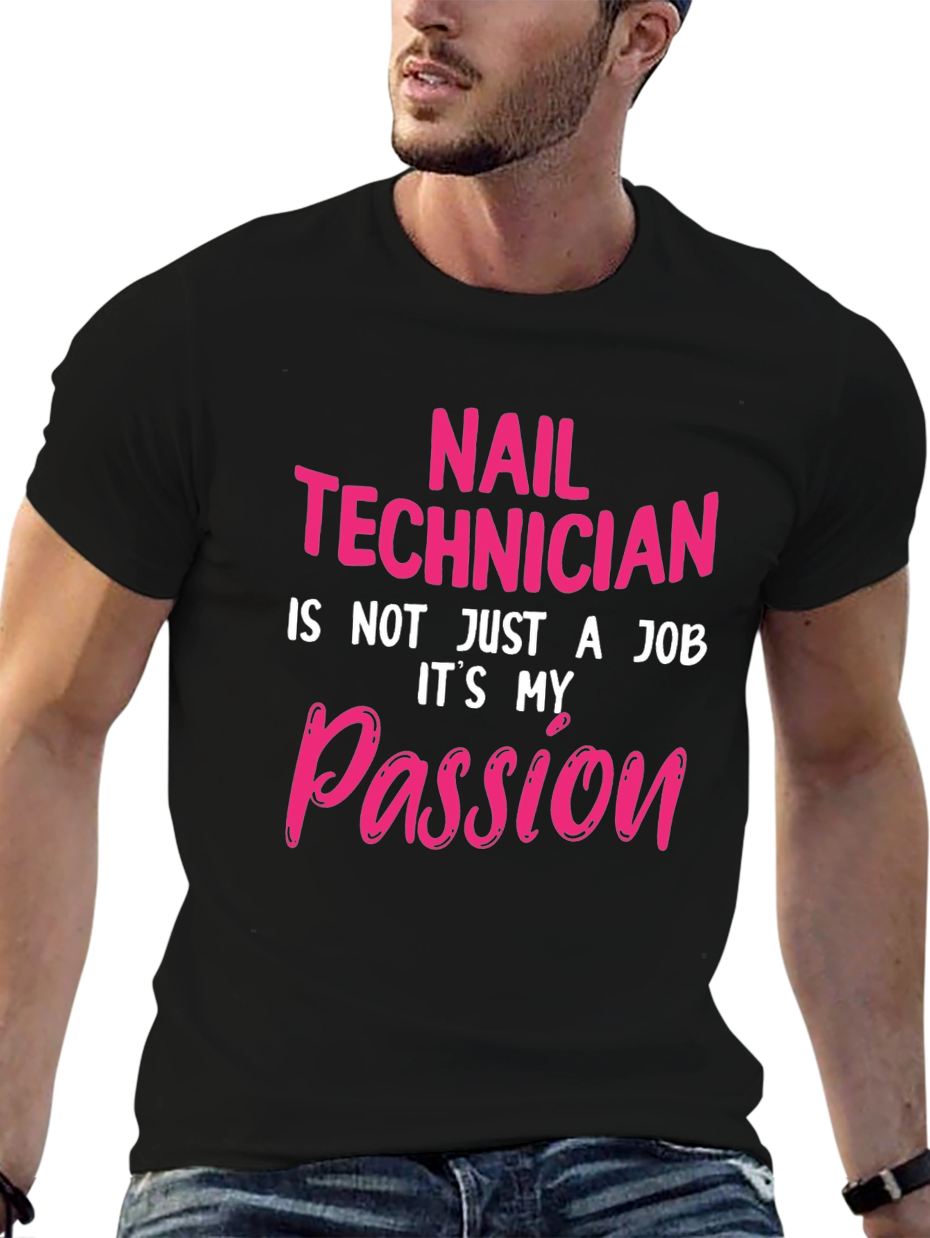 Nail Technician Passion T-Shirt - Black Crew Neck Tee