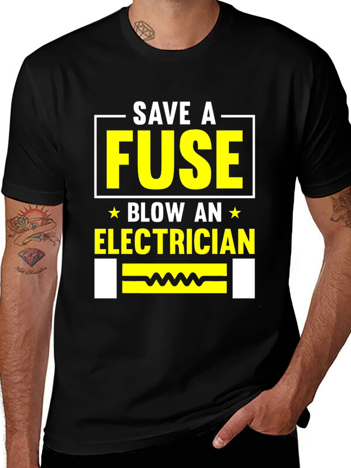 Save A Fuse Blow An Electrician Black T-Shirt
