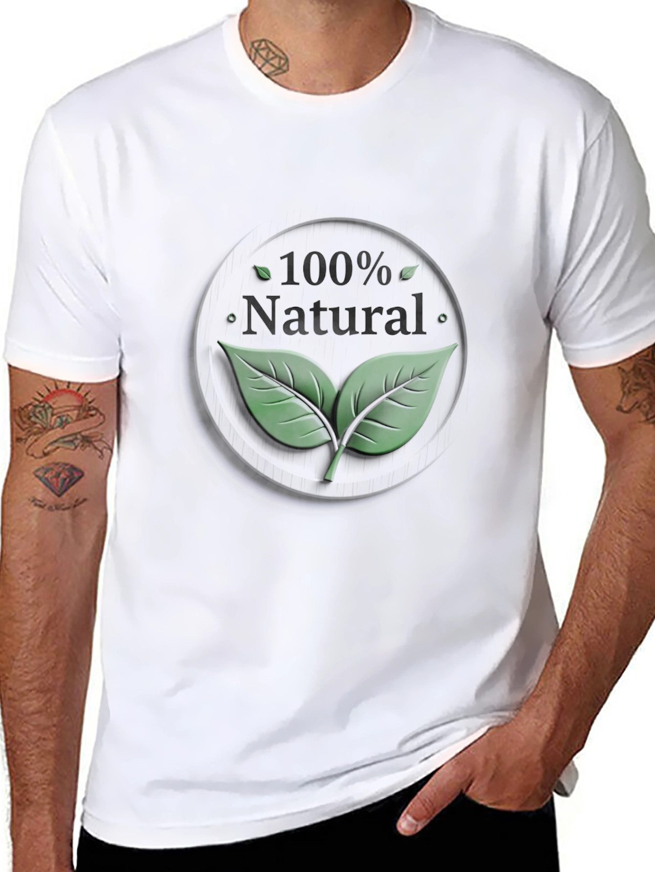 100% Natural Leaf Graphic T-Shirt