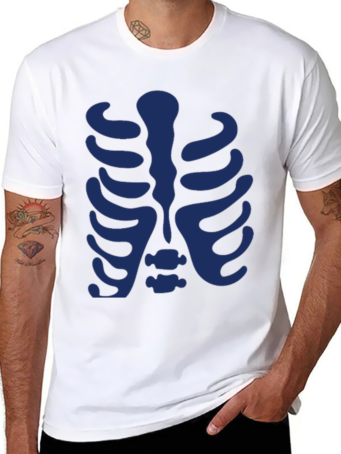 Skeleton Rib Cage Graphic Tee - Black