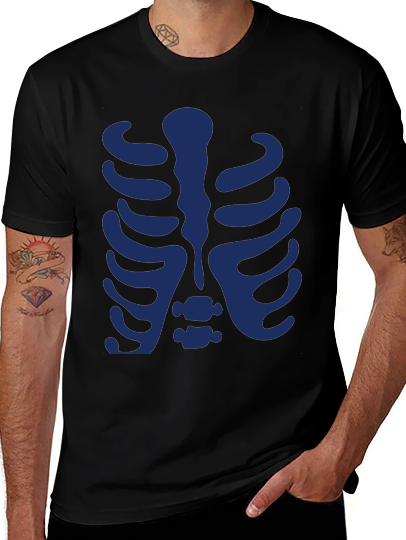 Skeleton Rib Cage Graphic Tee - Black