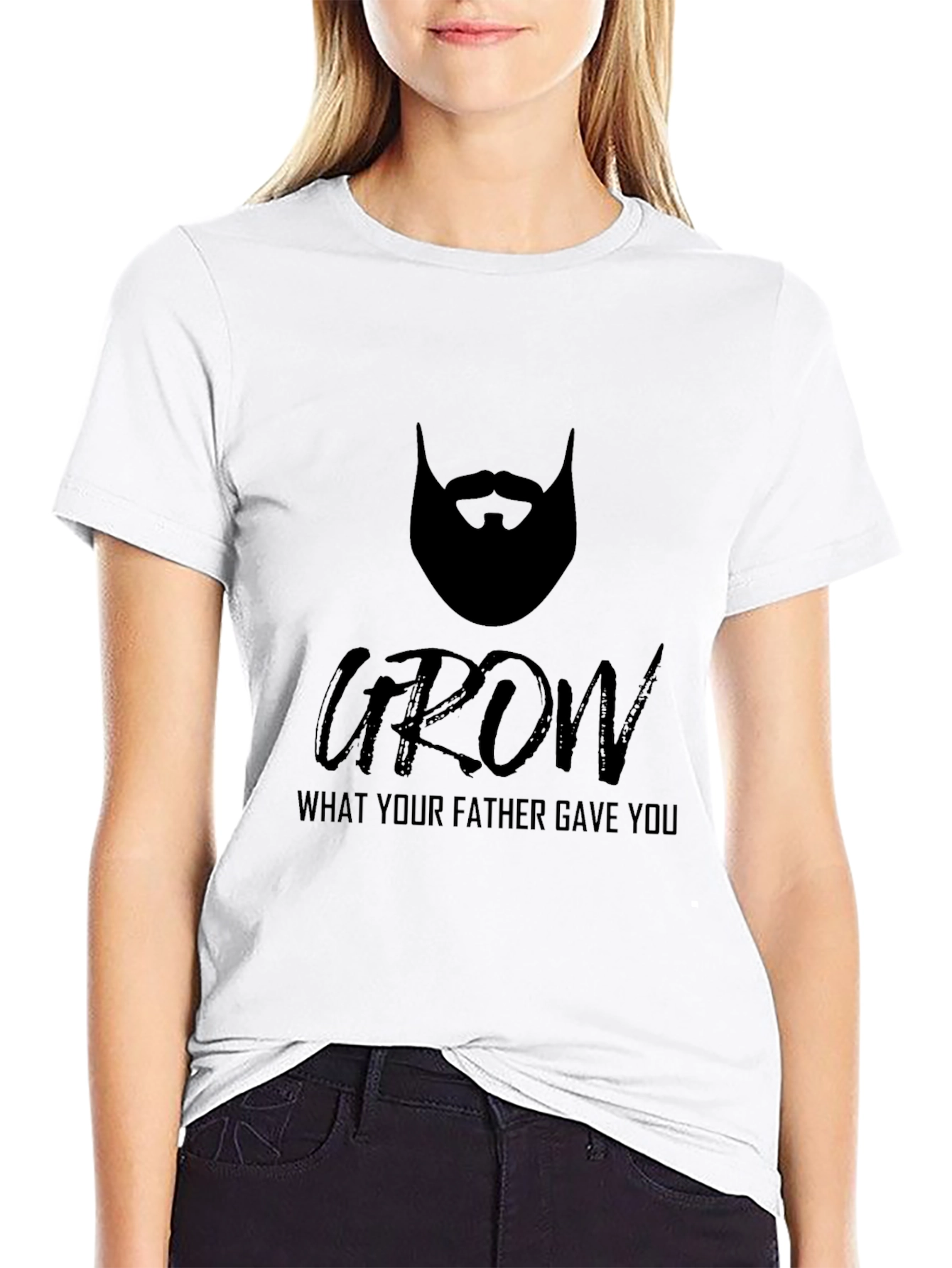 Grow Beard Graphic Tee - Black Cotton T-Shirt