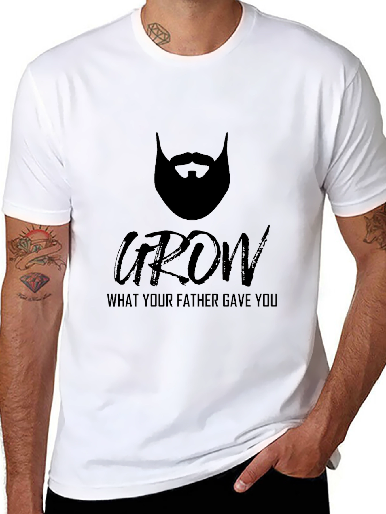 Grow Beard Graphic Tee - Black Cotton T-Shirt