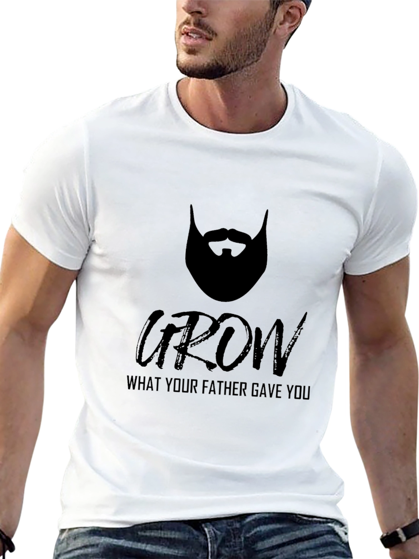 Grow Beard Graphic Tee - Black Cotton T-Shirt