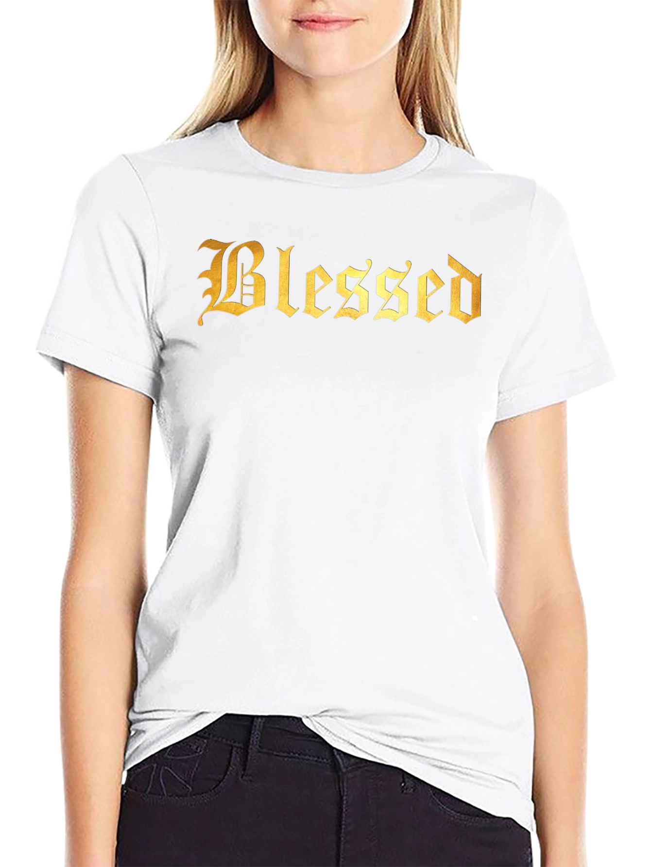 Blessed Gold Graphic Black T-Shirt