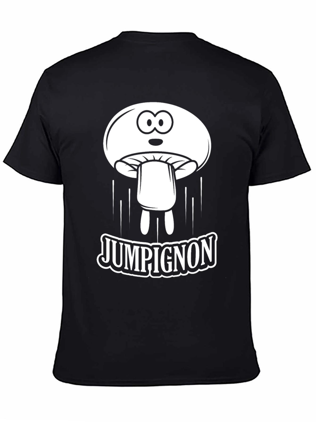 JUMPiGNON Cartoon Mushroom Black T-Shirt