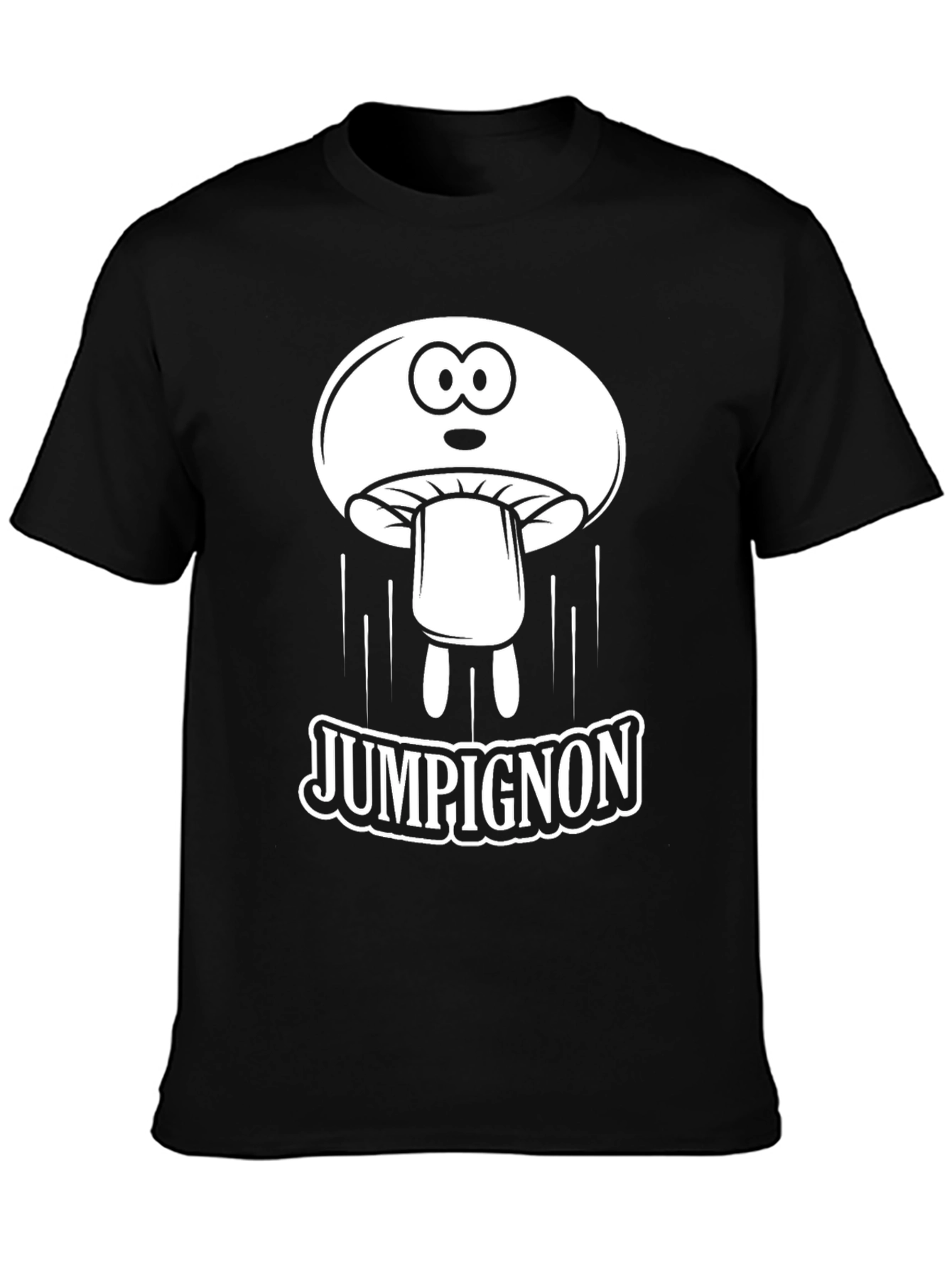 JUMPiGNON Cartoon Mushroom Black T-Shirt