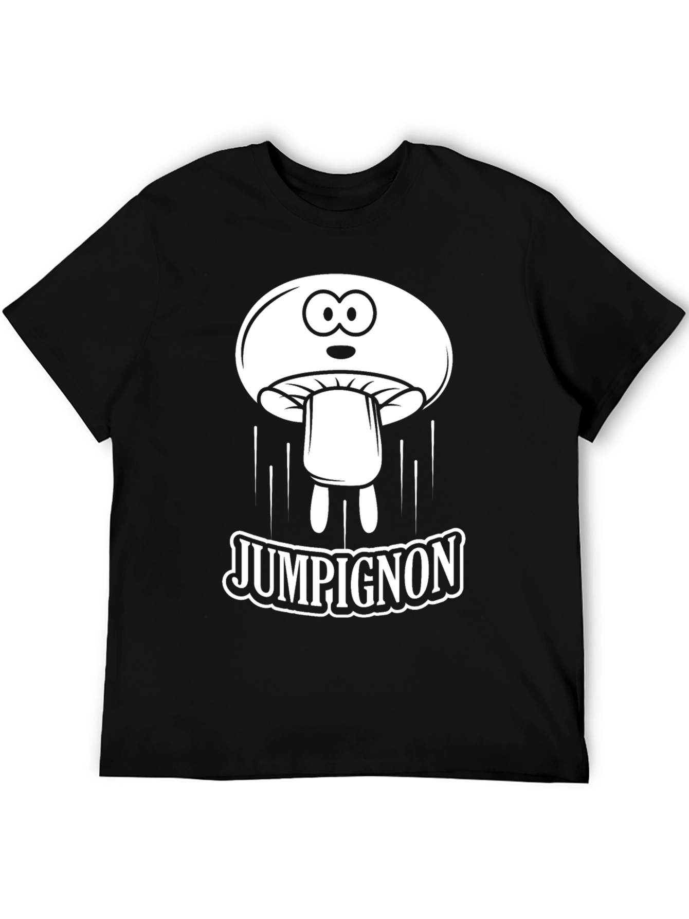 JUMPiGNON Cartoon Mushroom Black T-Shirt