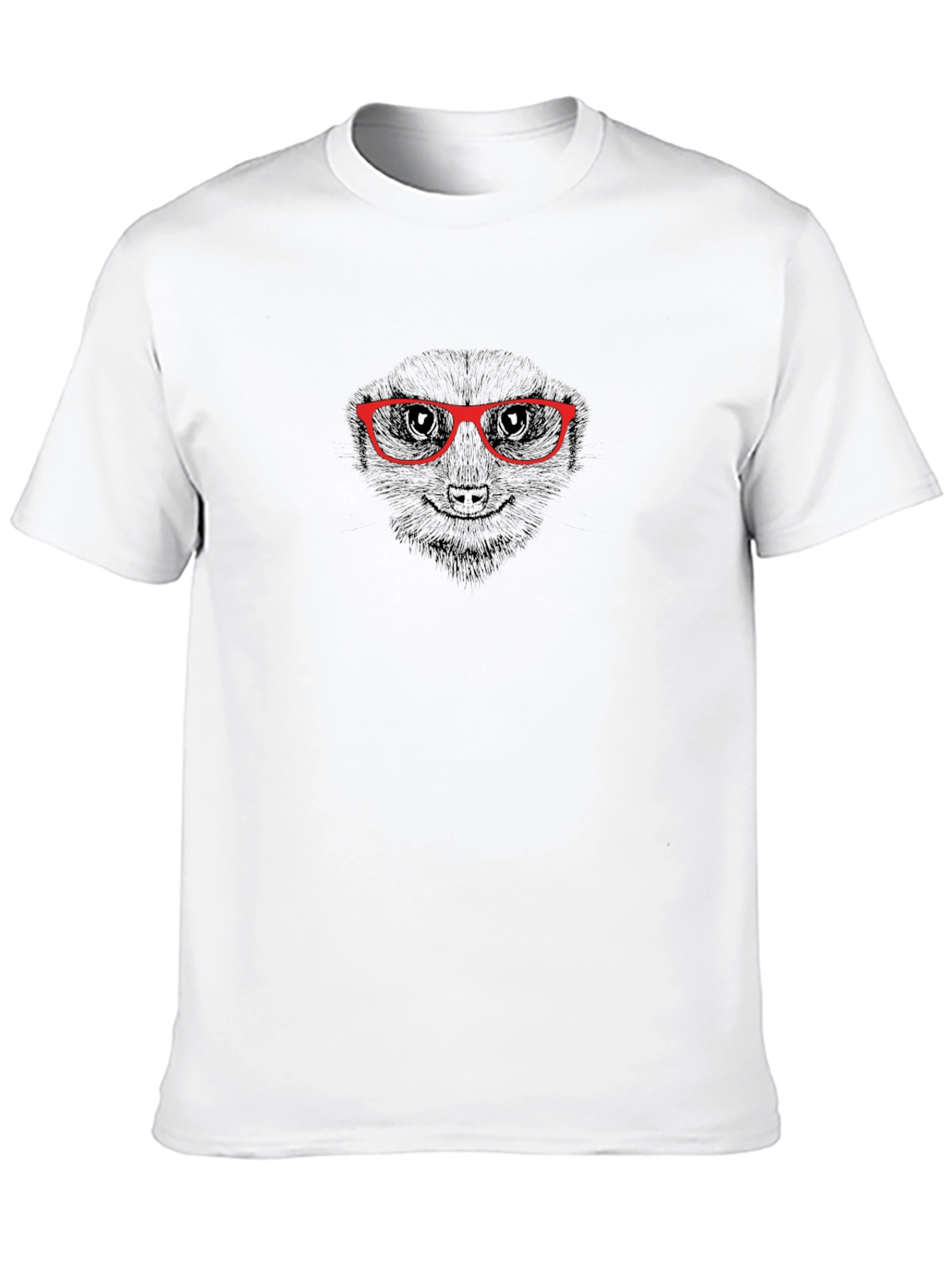 Cool Meerkat Tee - Black T-Shirt with Red Glasses