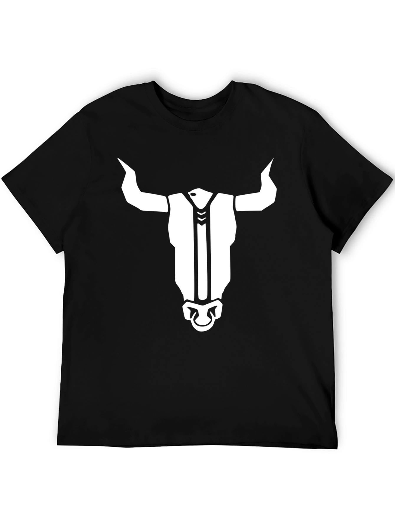 Black T-Shirt with Bull Head Graphic Print