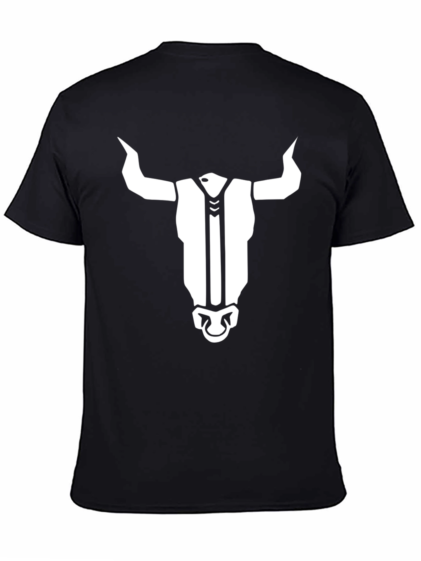 Black T-Shirt with Bull Head Graphic Print