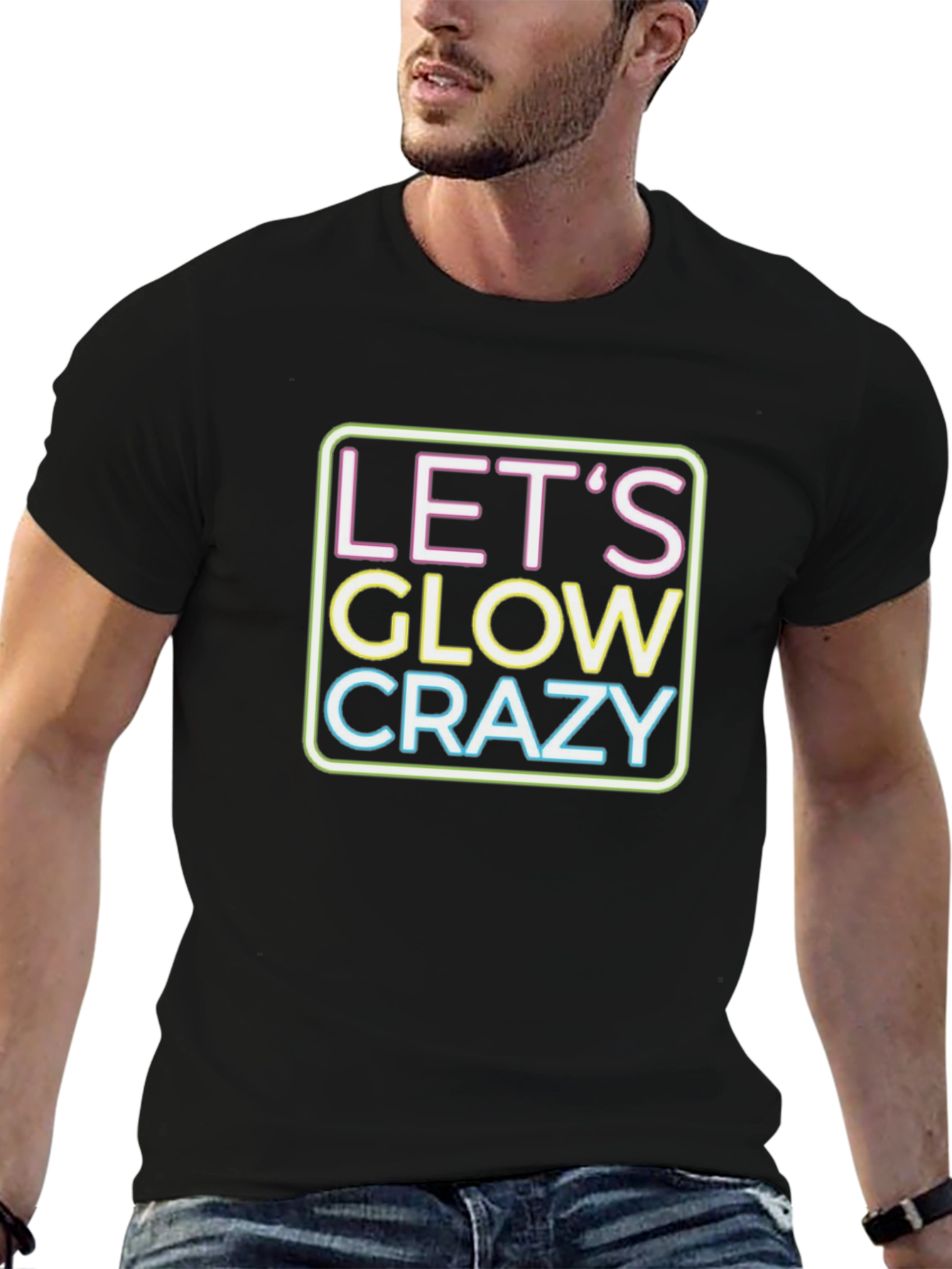 Lets Glow Crazy Neon Graphic T-Shirt