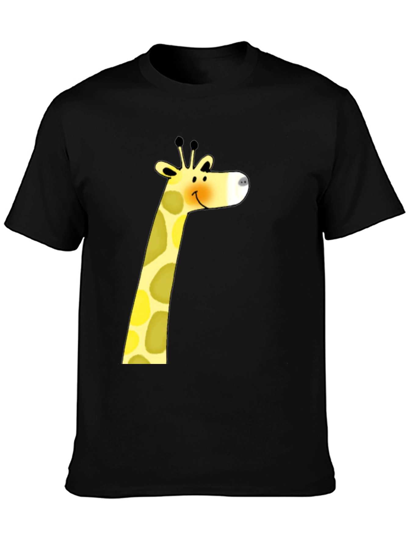 Cute Giraffe Graphic Print Black T-Shirt